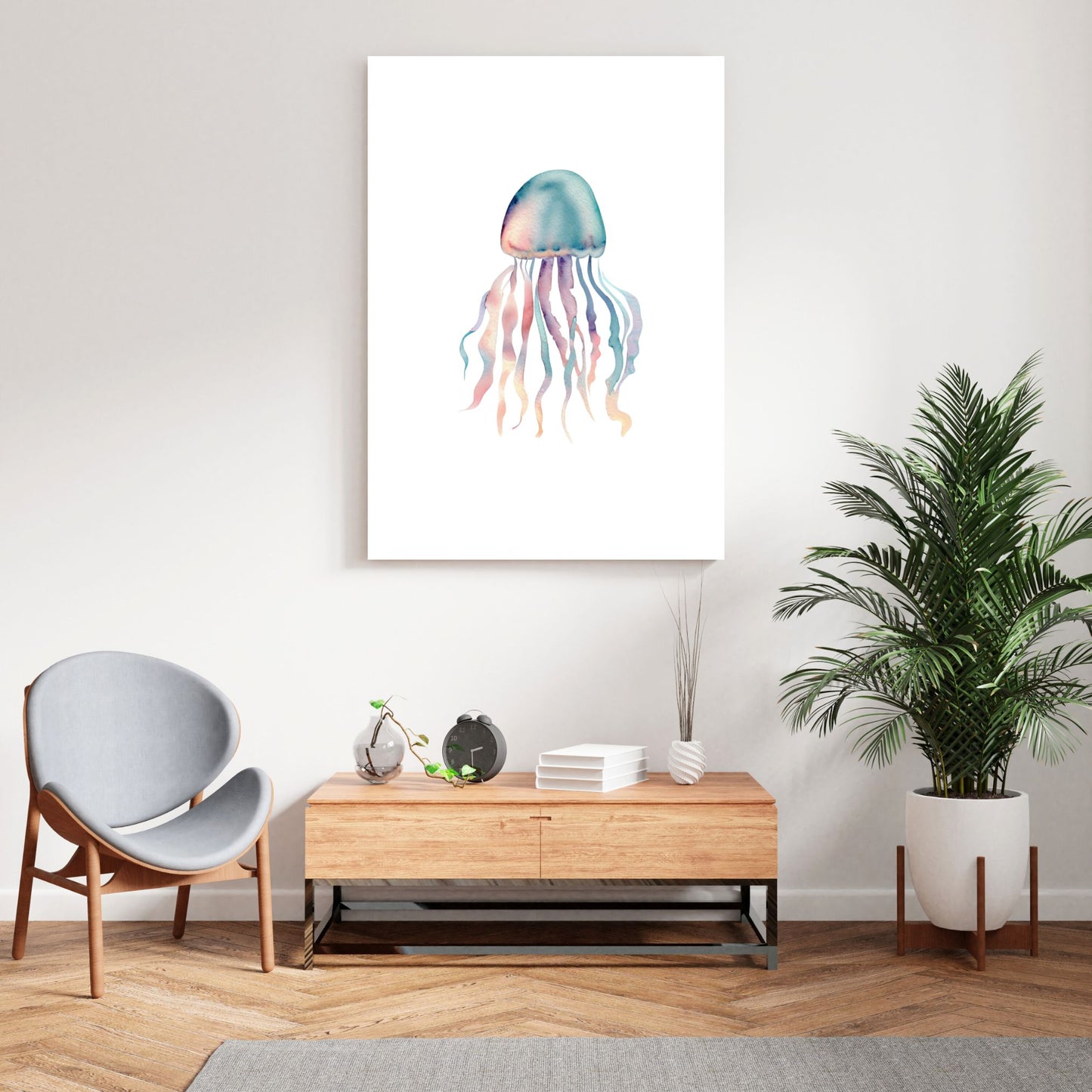 Jellyfish Rainbow Wall Art Canvas Print