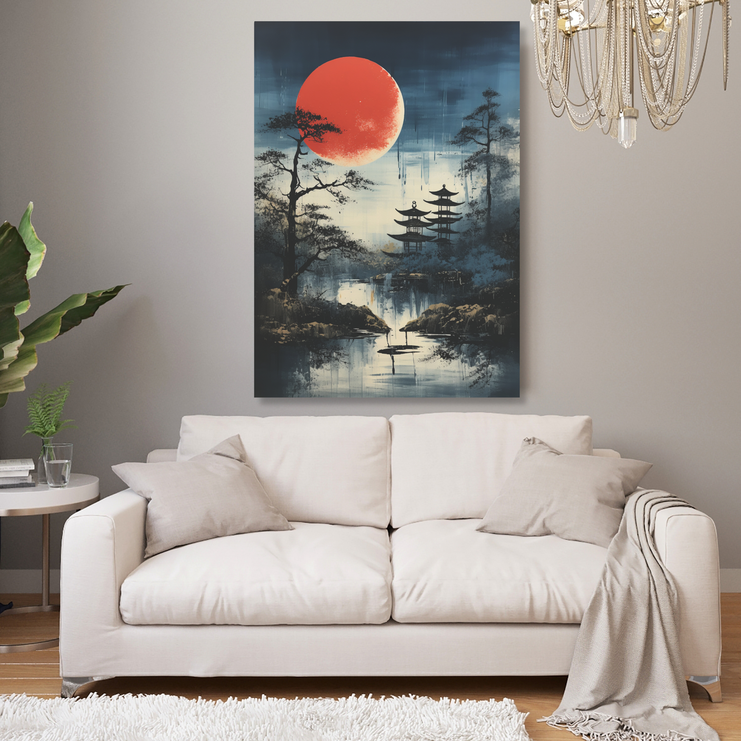 A Japanese Moon Wall Art Canvas Print
