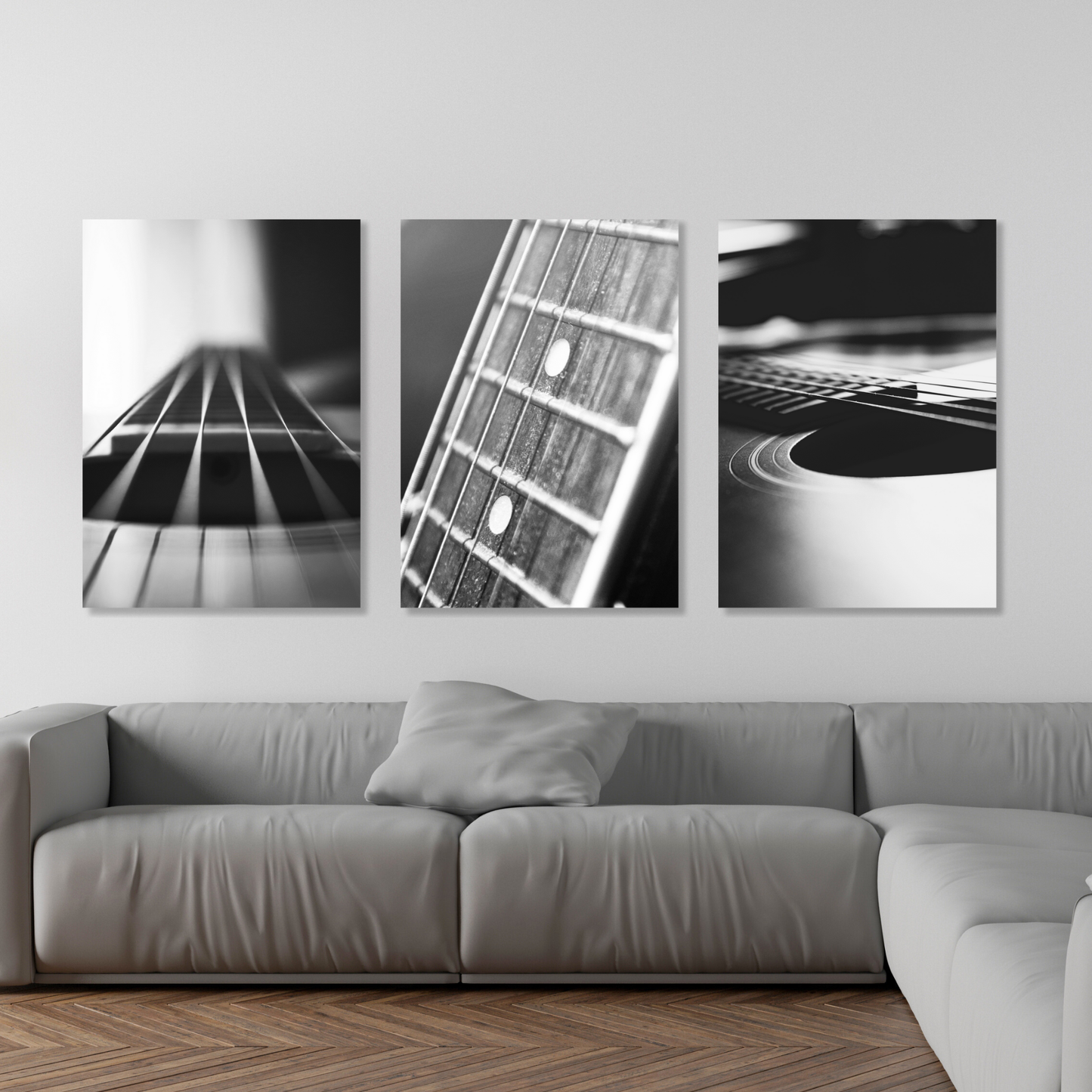 Acoustic Guitar Set of 3 Wall Art Canvas Prints