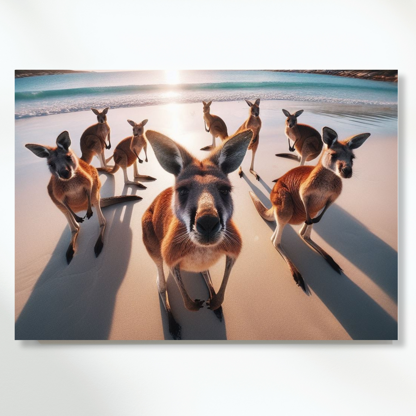 Beach Kangaroos Animal Kingdom Wall Art Canvas Print
