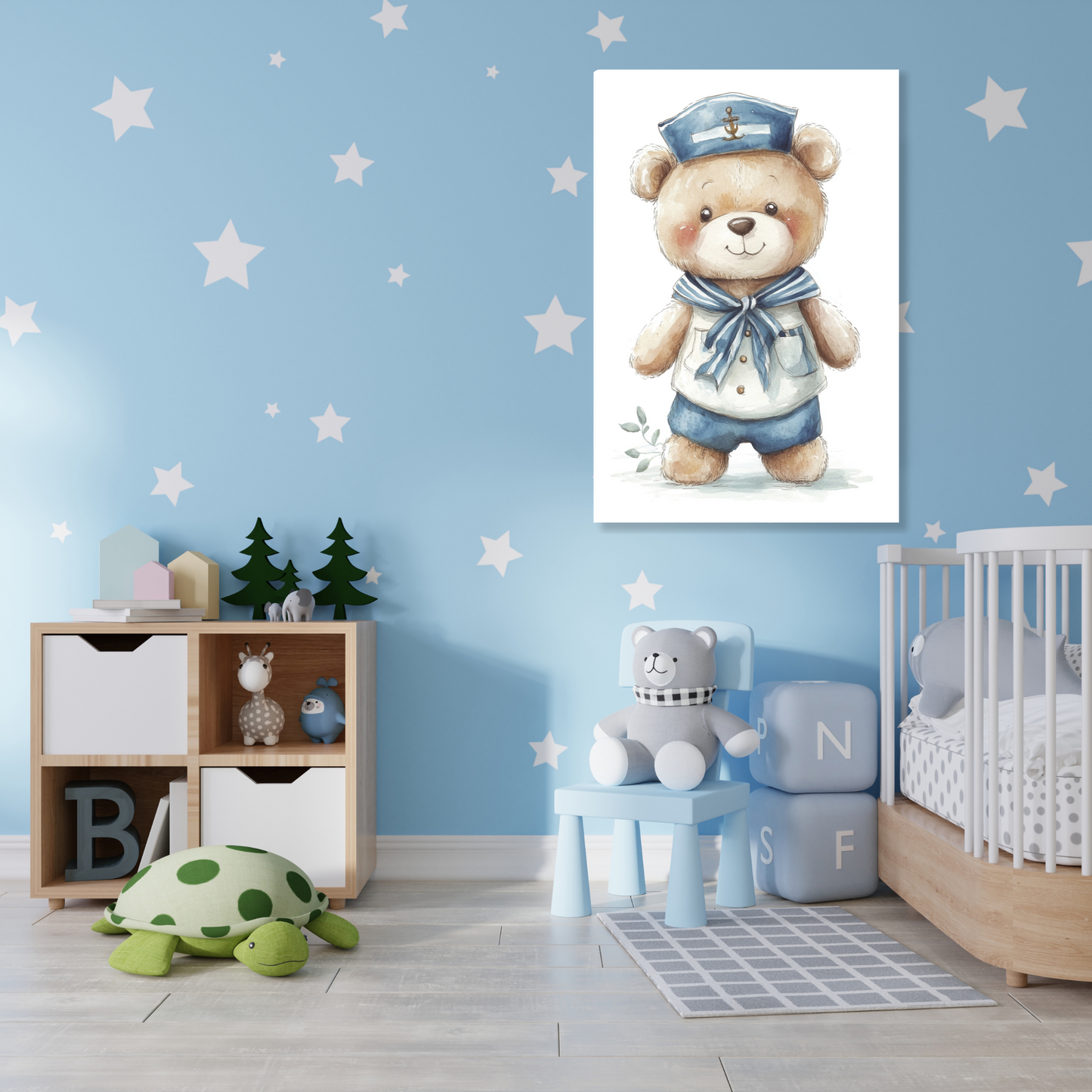 Bertie Bear Canvas Wall Art Print