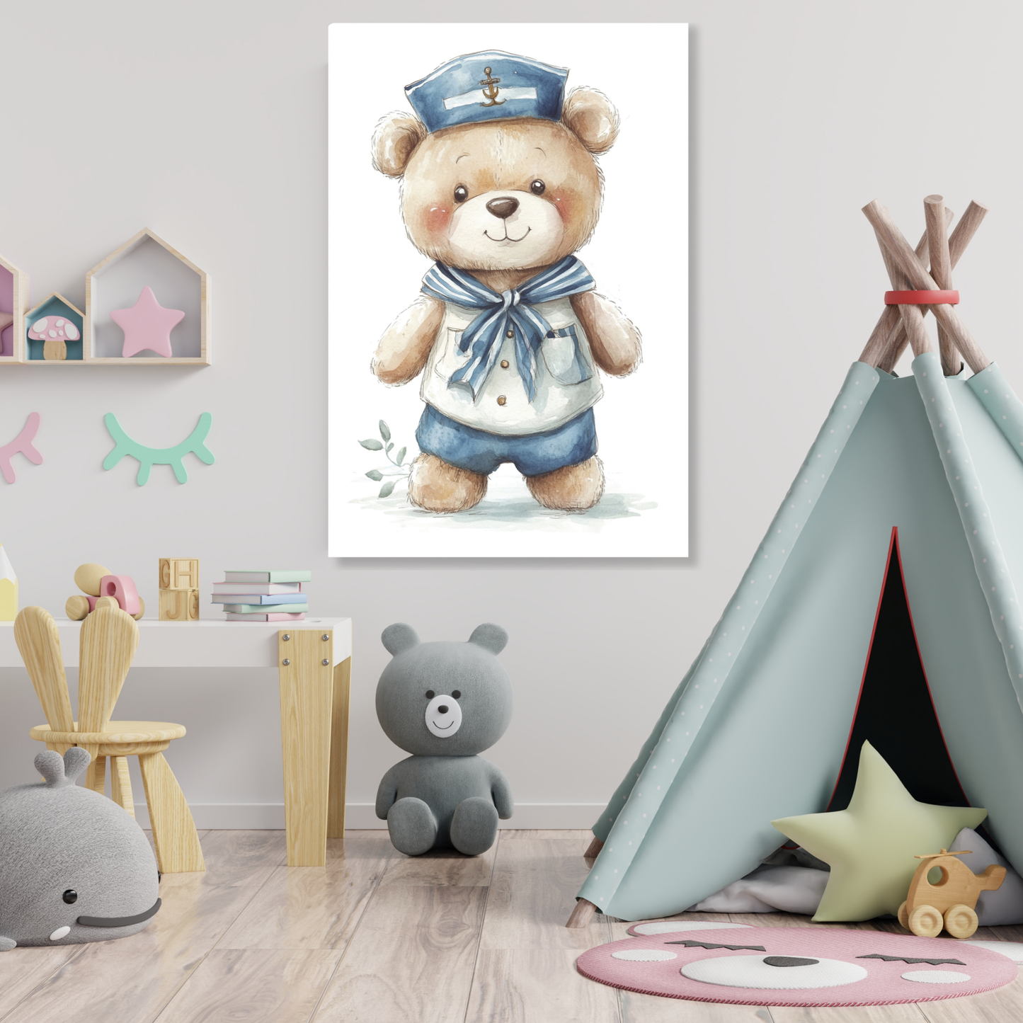 Bertie Bear Canvas Wall Art Print