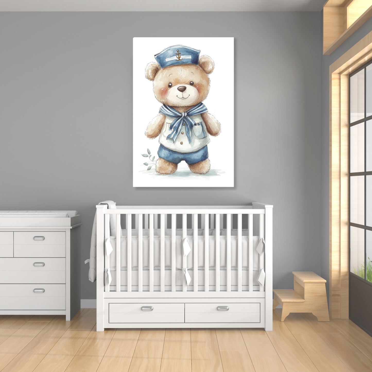 Bertie Bear Canvas Wall Art Print