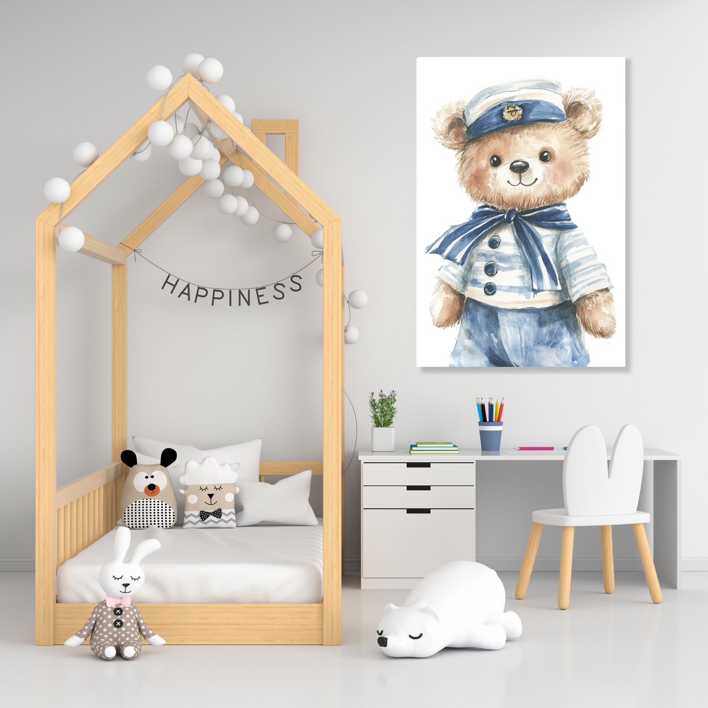 Bevis Bear Canvas Wall Art Print
