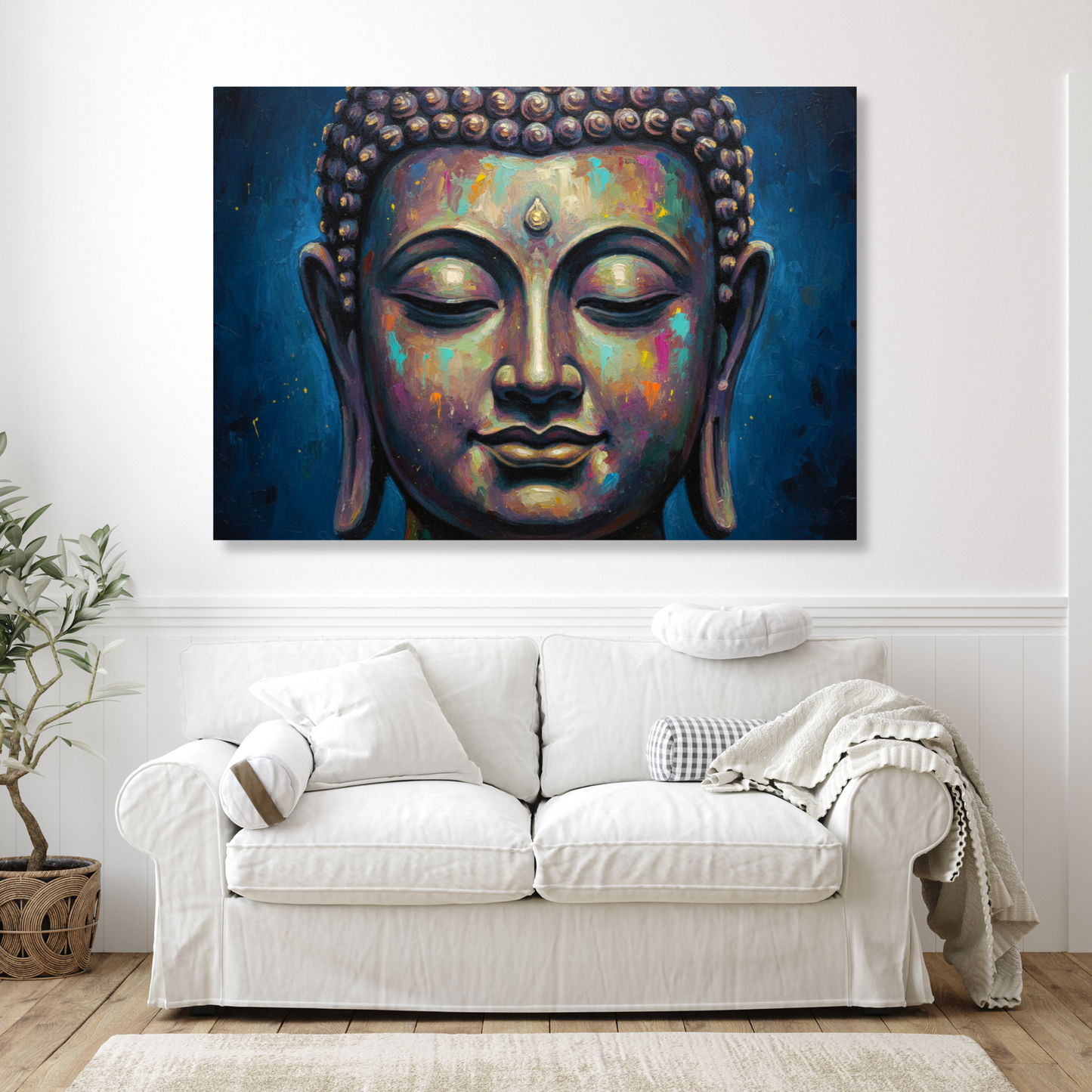 Buddha Art Blue Wall Art Canvas Print