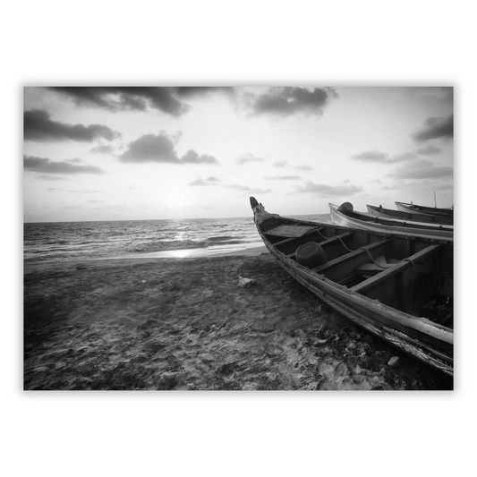 Boats On The Shore Wall Art Canvas Print