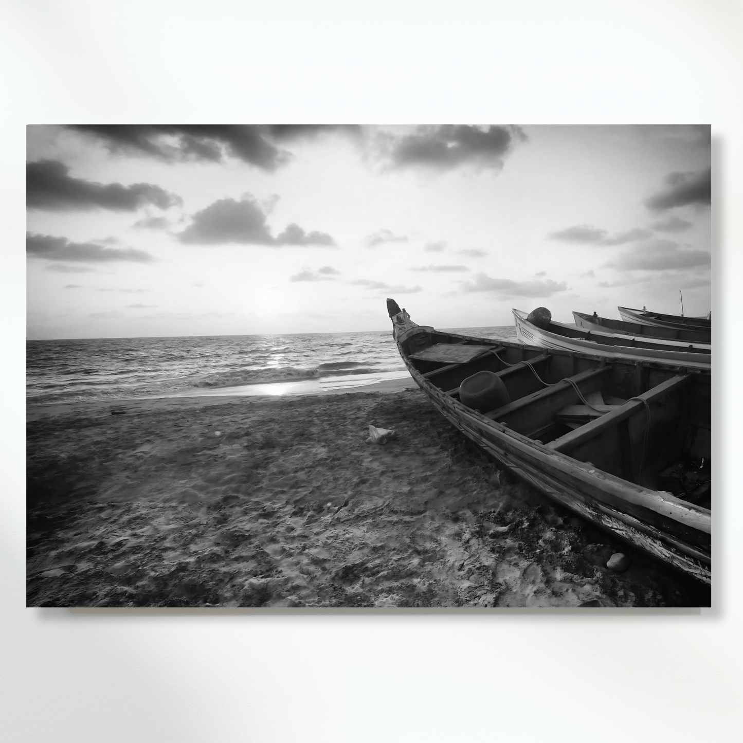 Boats On The Shore Wall Art Canvas Print