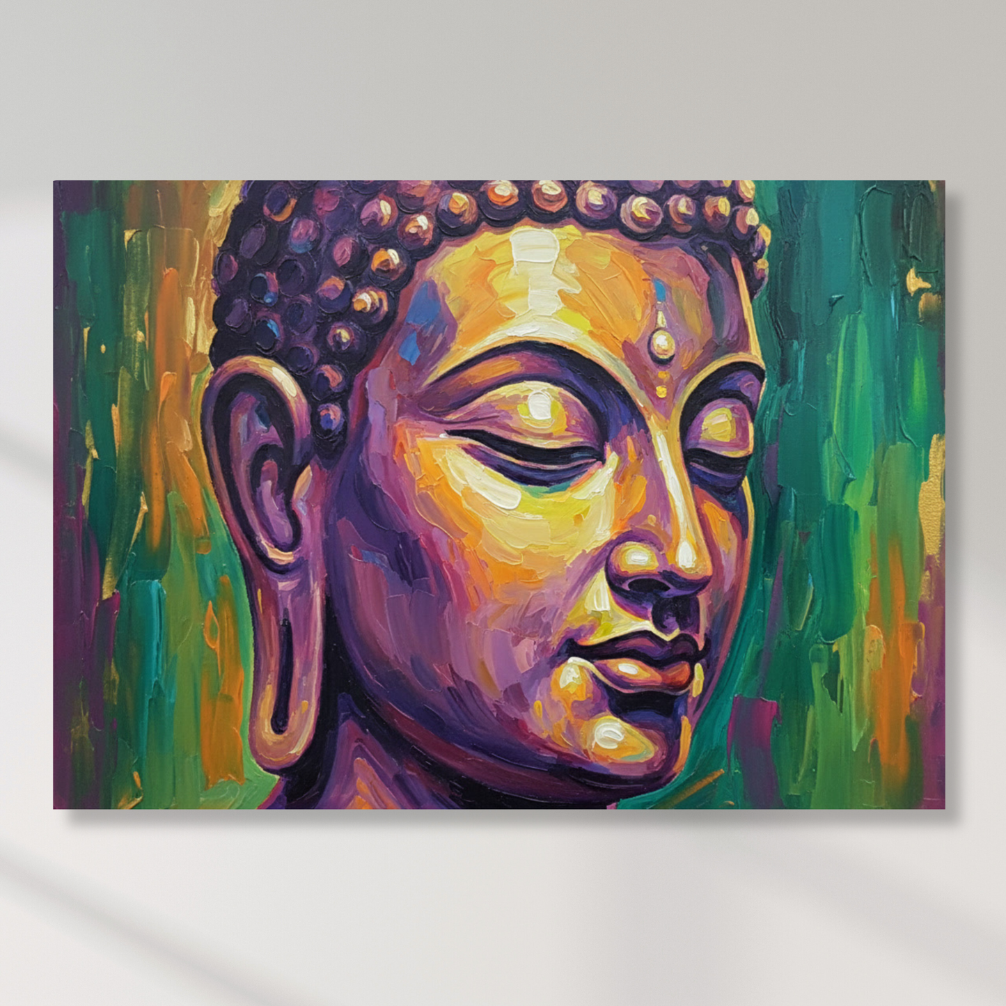 Buddha Art Green & Gold Wall Art Canvas Print