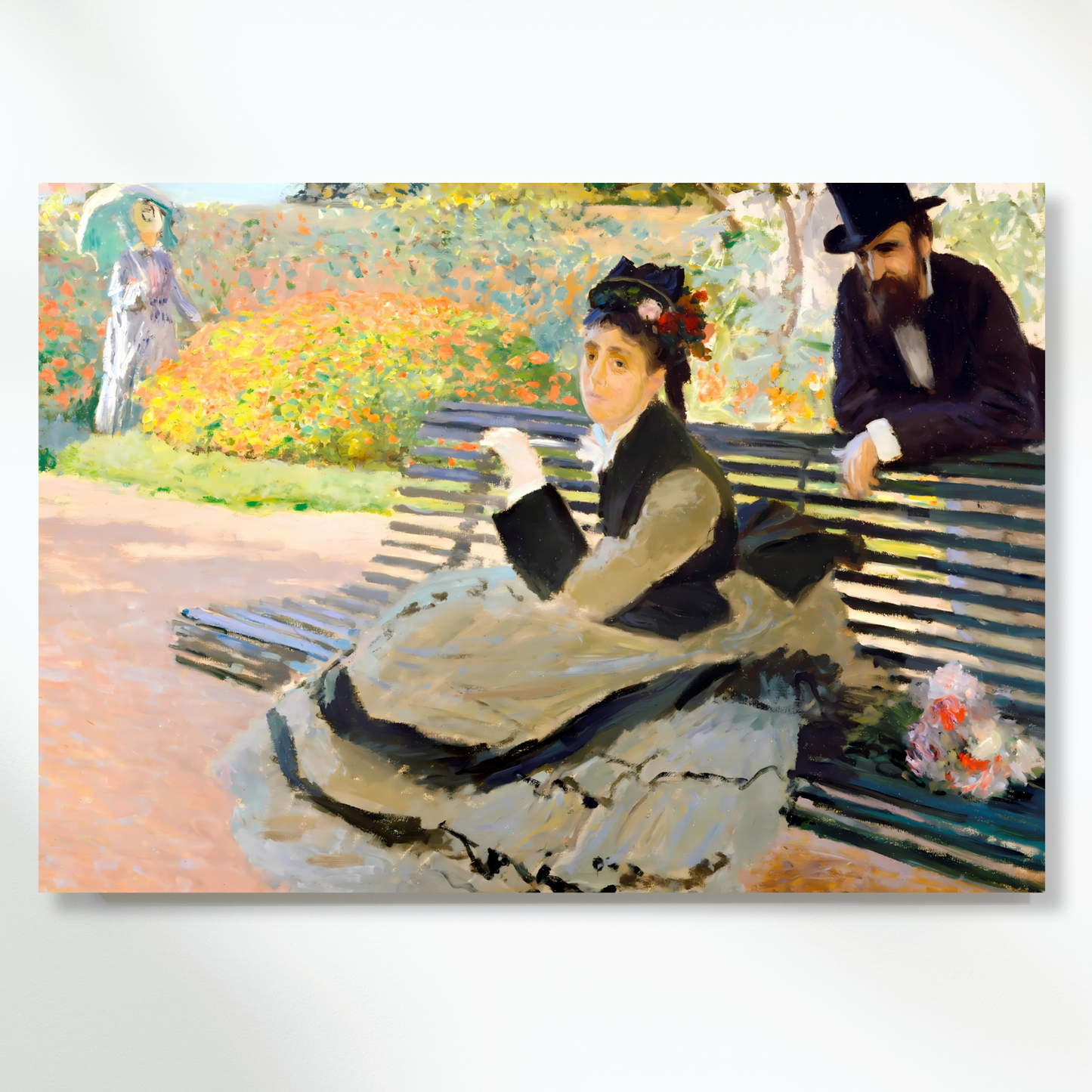 Claude Monet - Camille Monet on a Garden Bench Wall Art Canvas Print