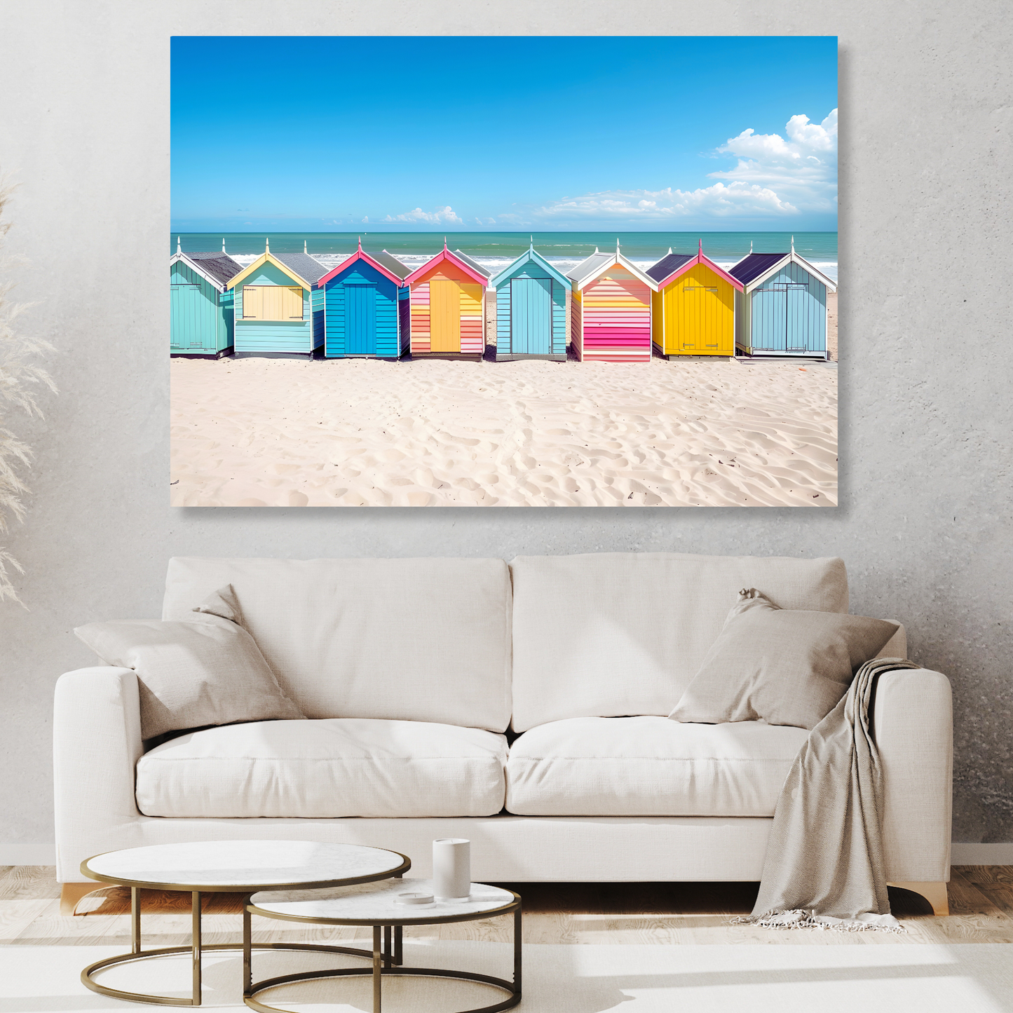 Colourful Beach Houses Wall Art Canvas Print
