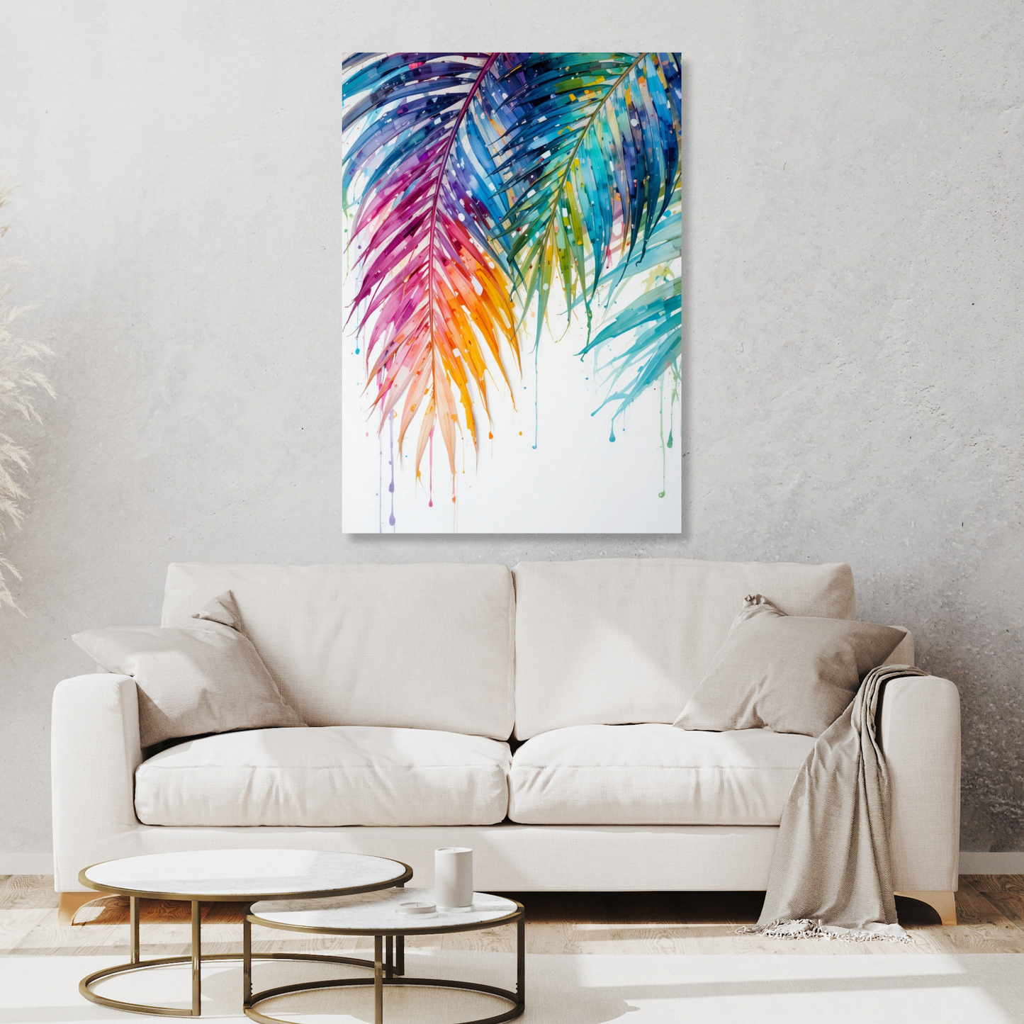 Colourful Palm Leaves Wall Art Canvas Print