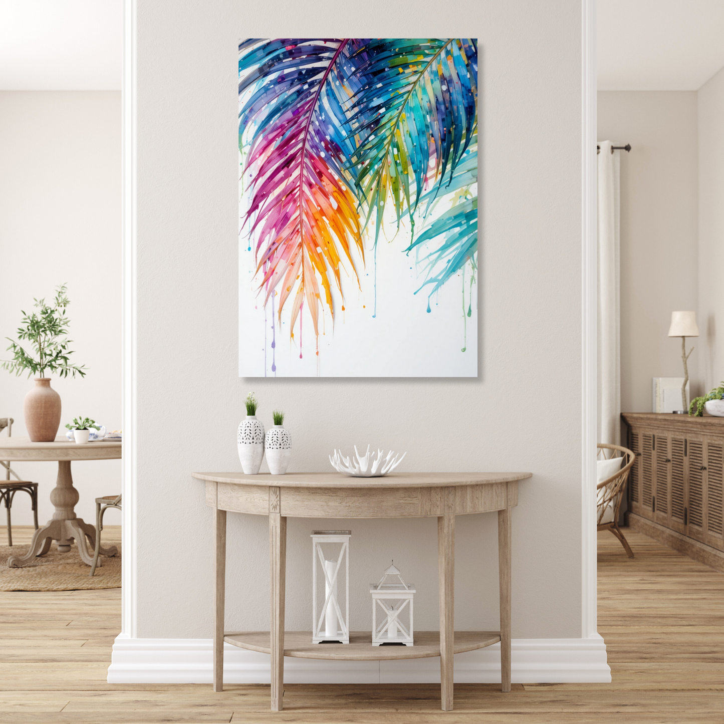 Colourful Palm Leaves Wall Art Canvas Print