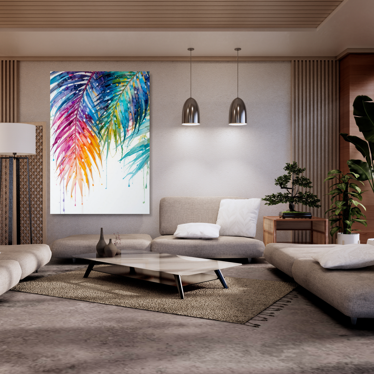 Colourful Palm Leaves Wall Art Canvas Print