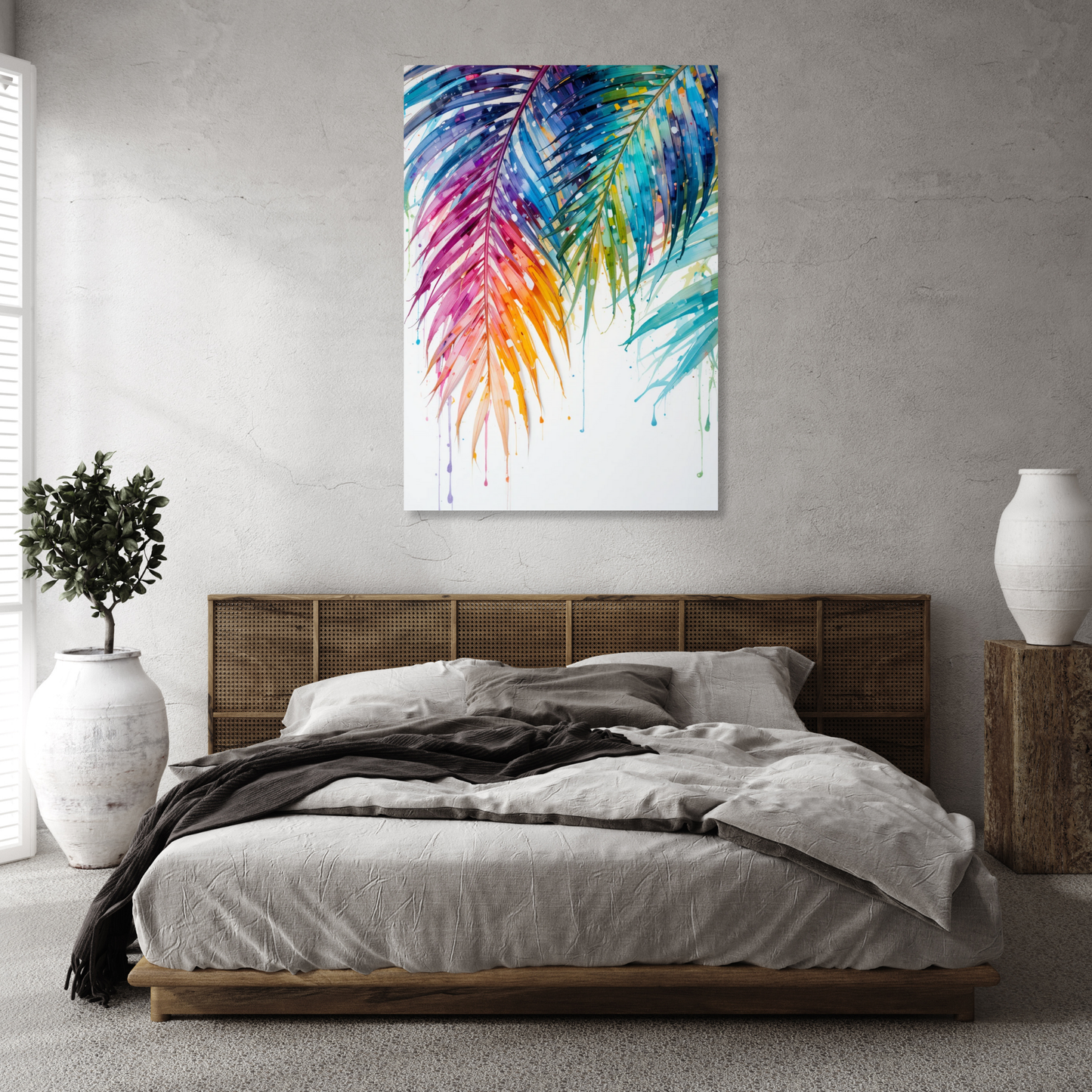 Colourful Palm Leaves Wall Art Canvas Print