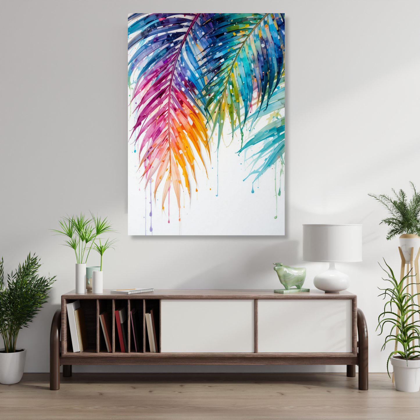 Colourful Palm Leaves Wall Art Canvas Print