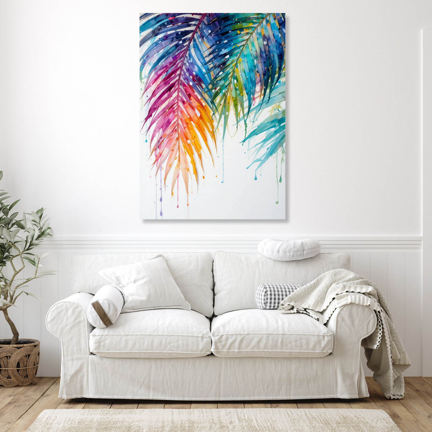 Colourful Palm Leaves Wall Art Canvas Print