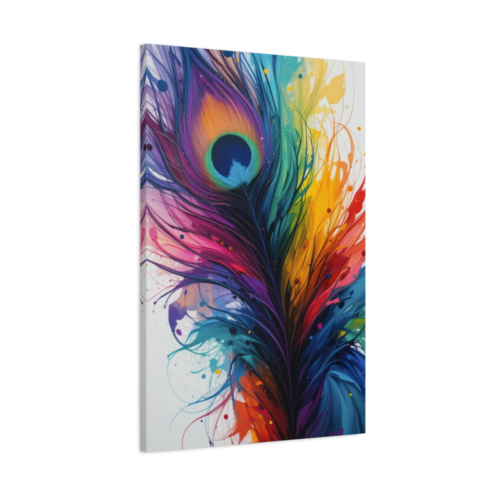 Colourful Peacock Feathers Wall Art Canvas Print
