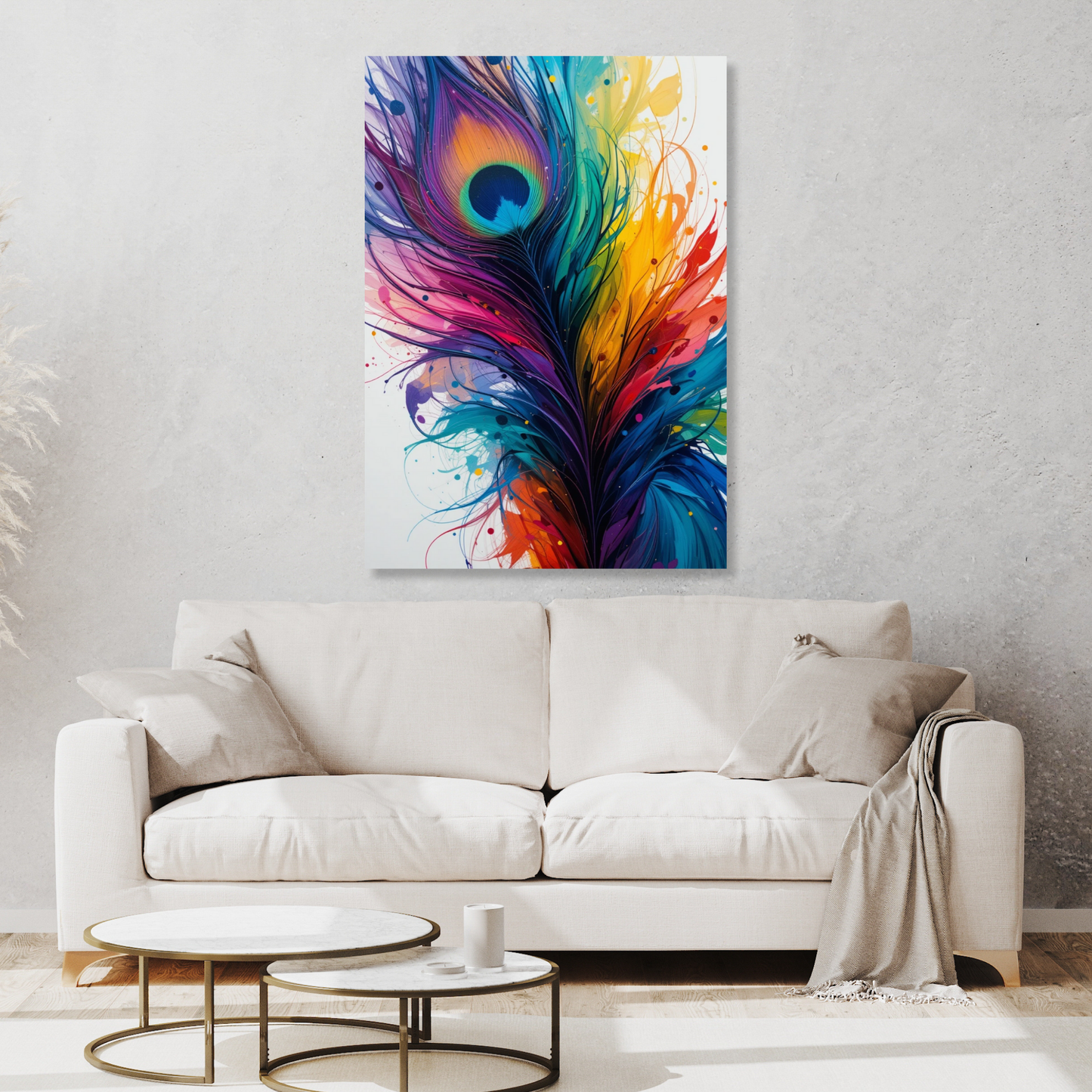 Colourful Peacock Feathers Wall Art Canvas Print
