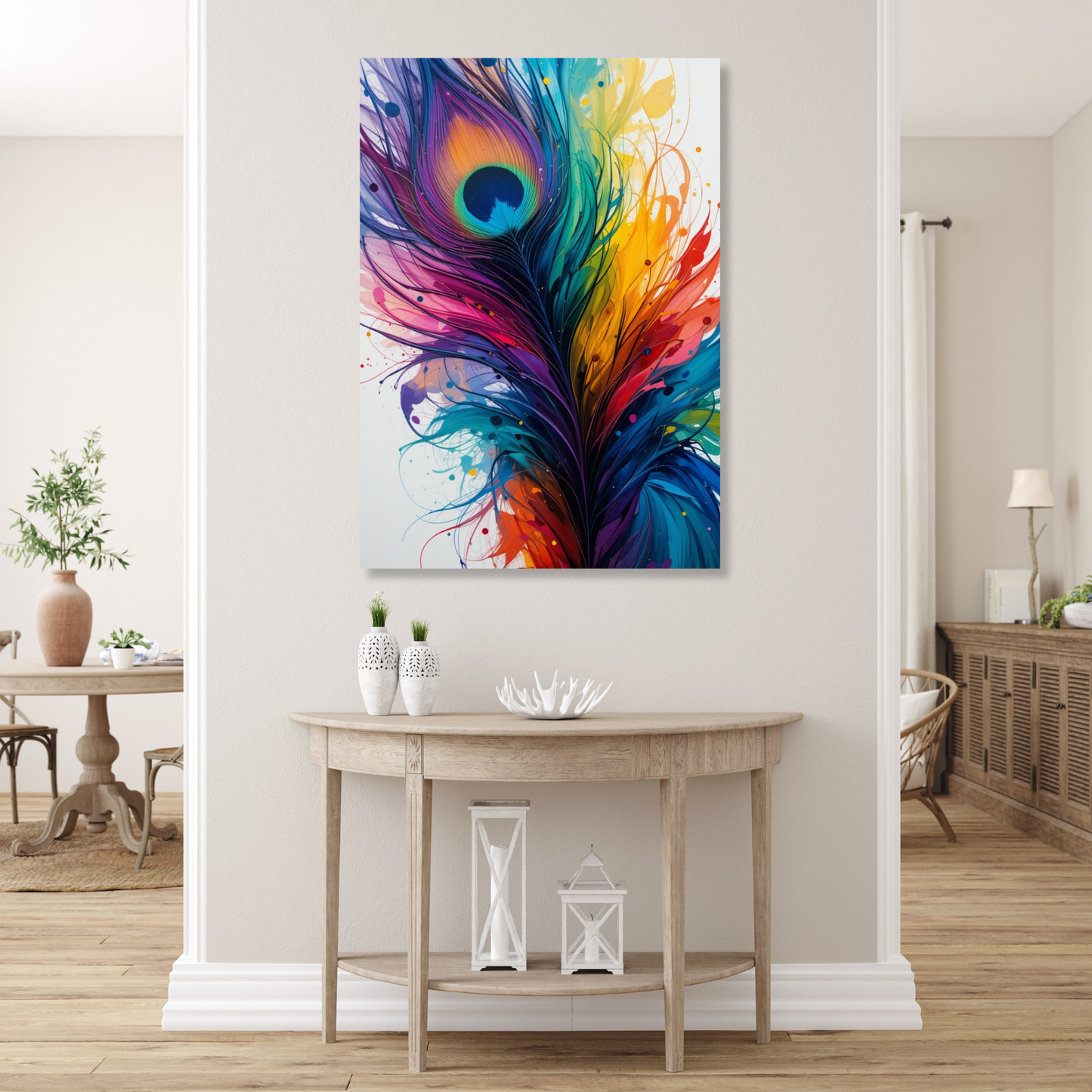Colourful Peacock Feathers Wall Art Canvas Print