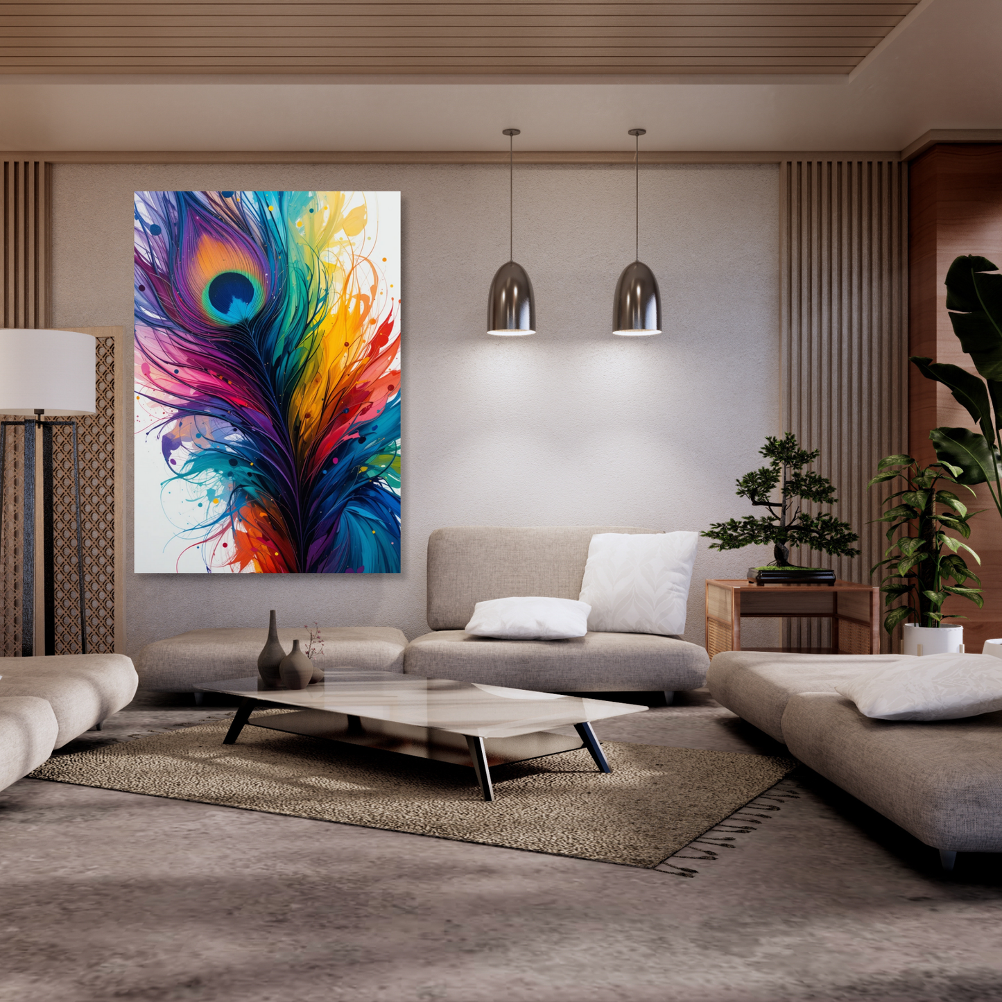 Colourful Peacock Feathers Wall Art Canvas Print