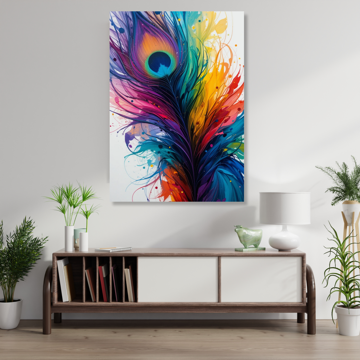 Colourful Peacock Feathers Wall Art Canvas Print