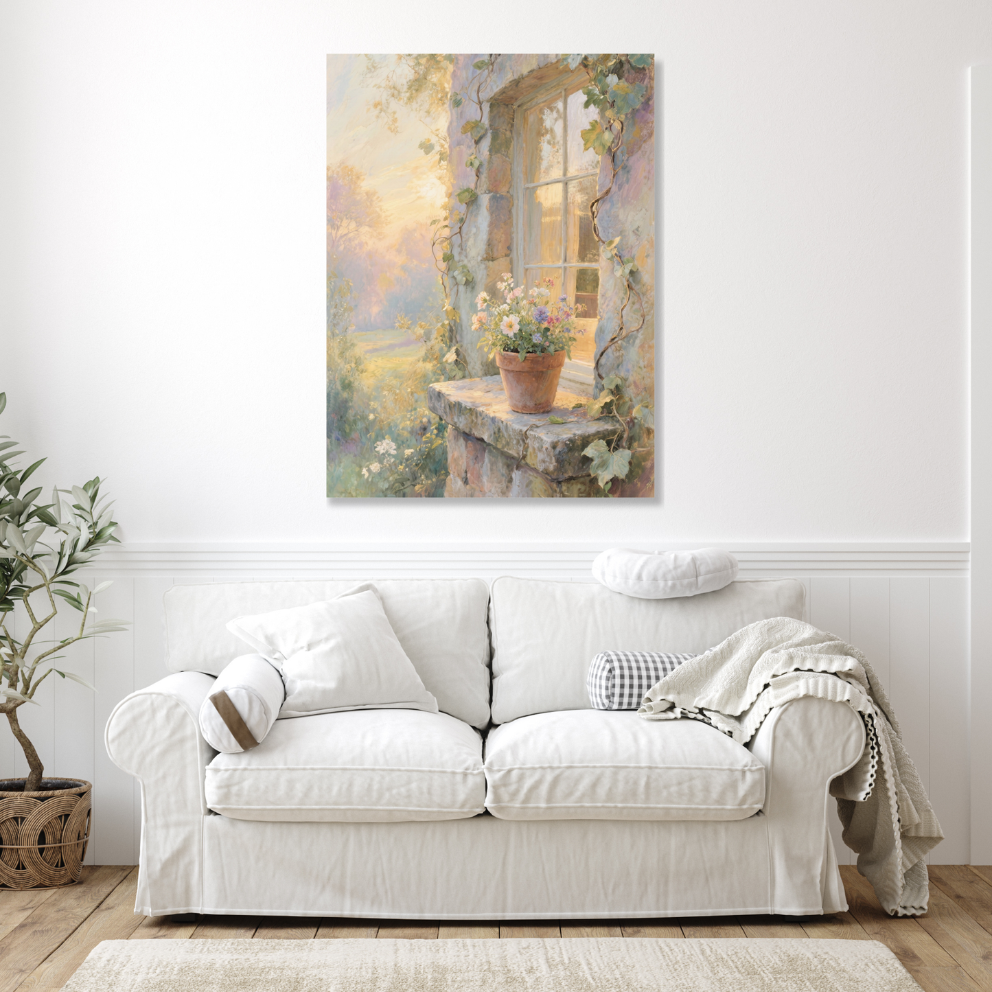 Country Cottage Flowers Wall Art Canvas Print