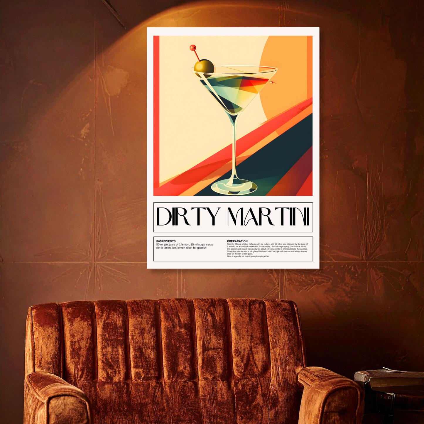 Dirty Martini Cocktail Wall Art Canvas Print