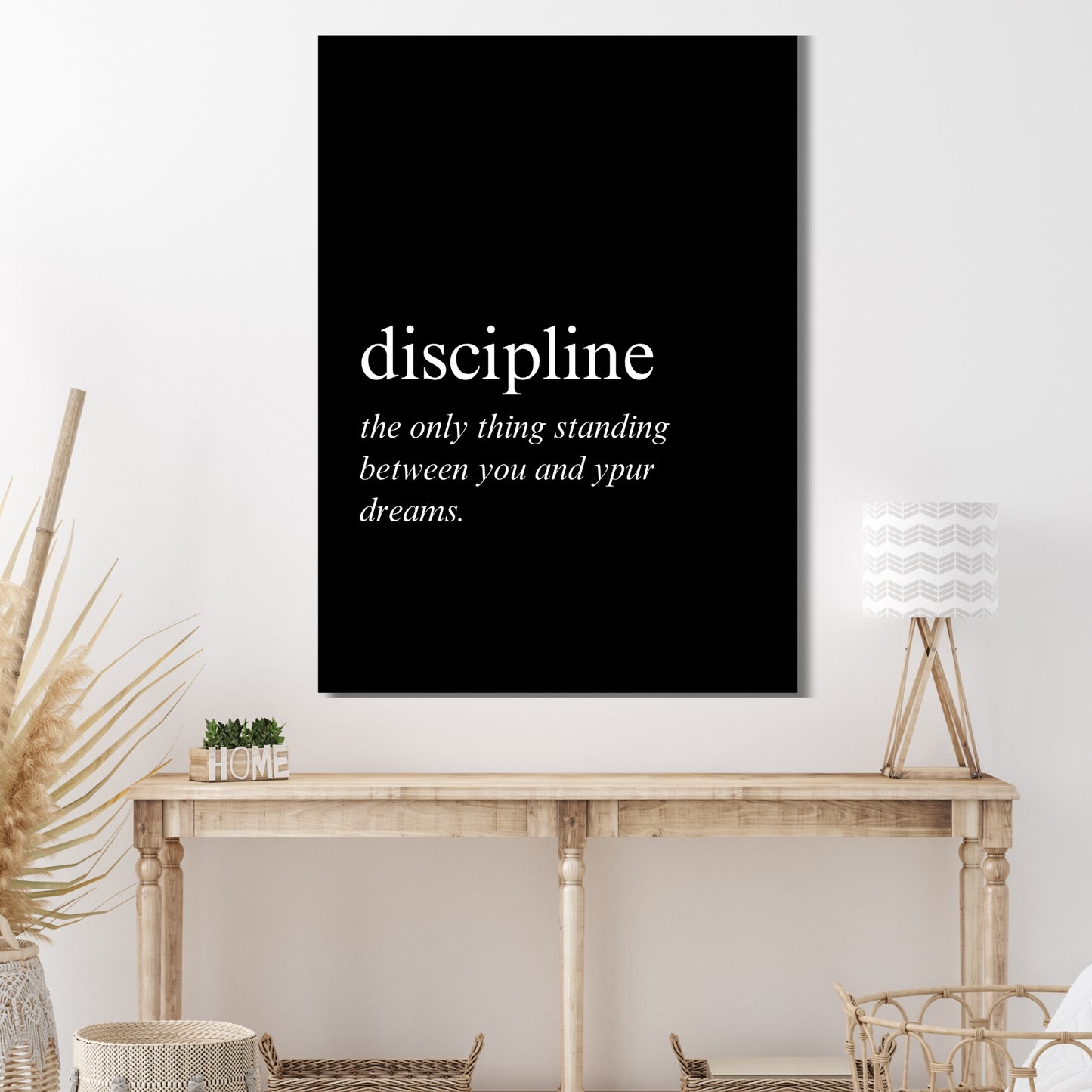 Discipline on Black Inspirational Wall Art Canvas Print