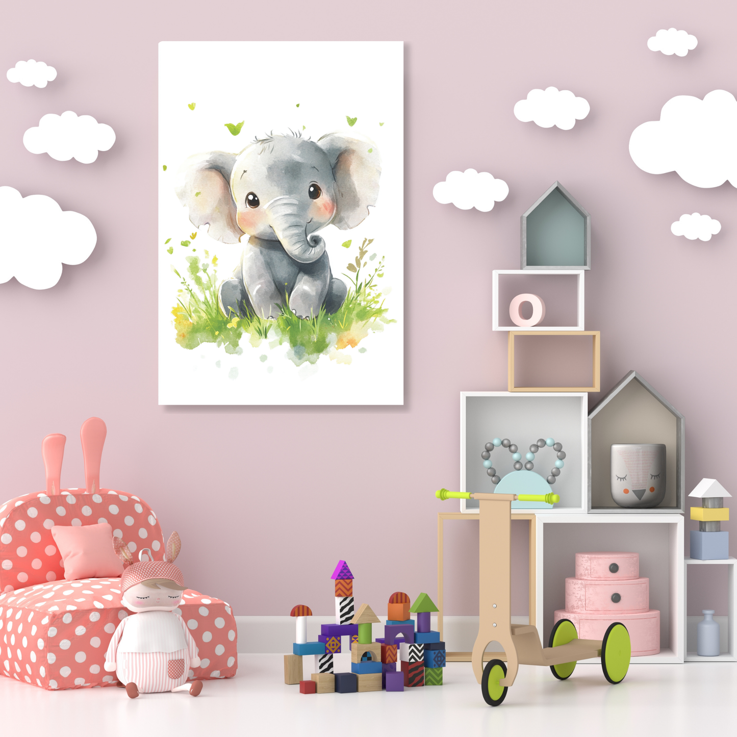 Edgar Elephant Canvas Wall Art Print