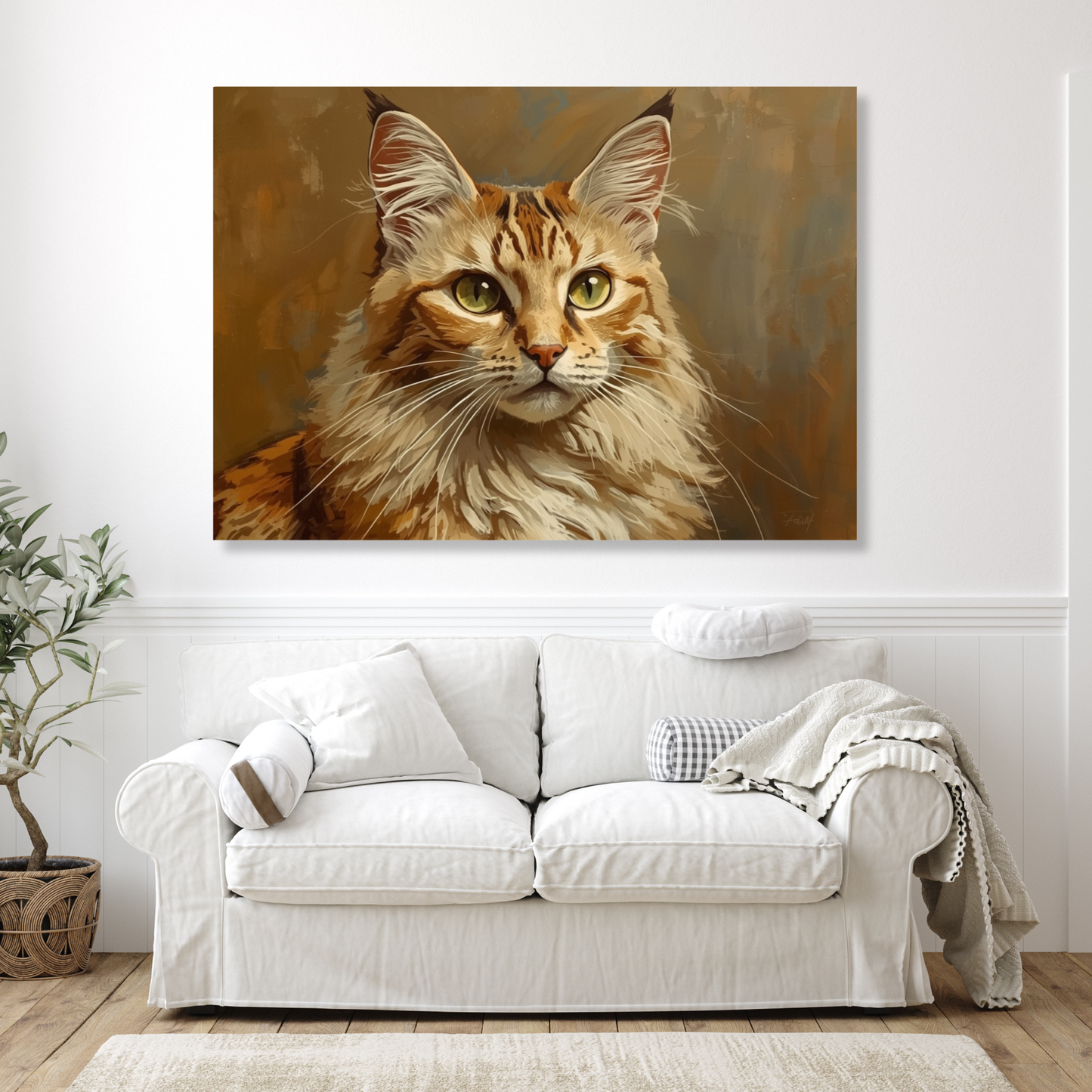 Vintage Ginger Cat Wall Art Canvas Print