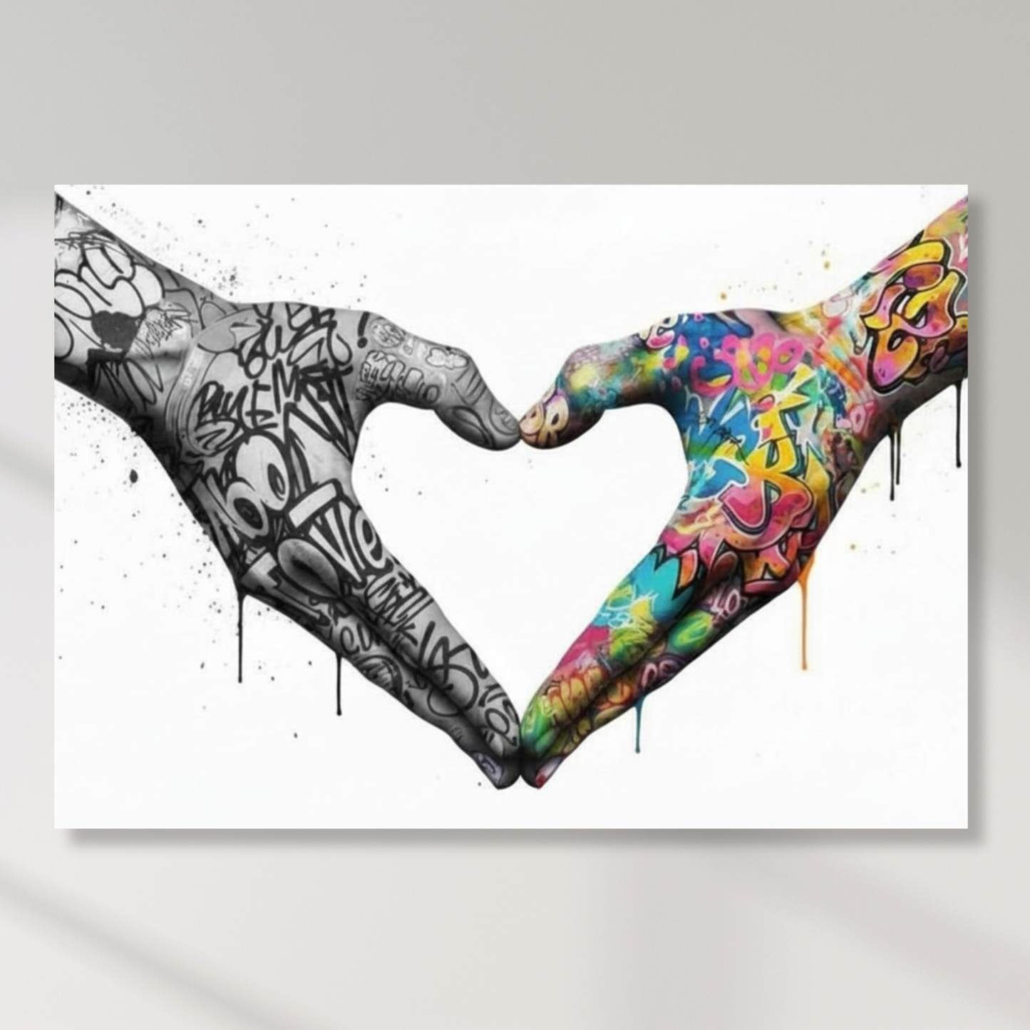 Graffiti Love Heart Hands Upside Down Wall Art Canvas Print