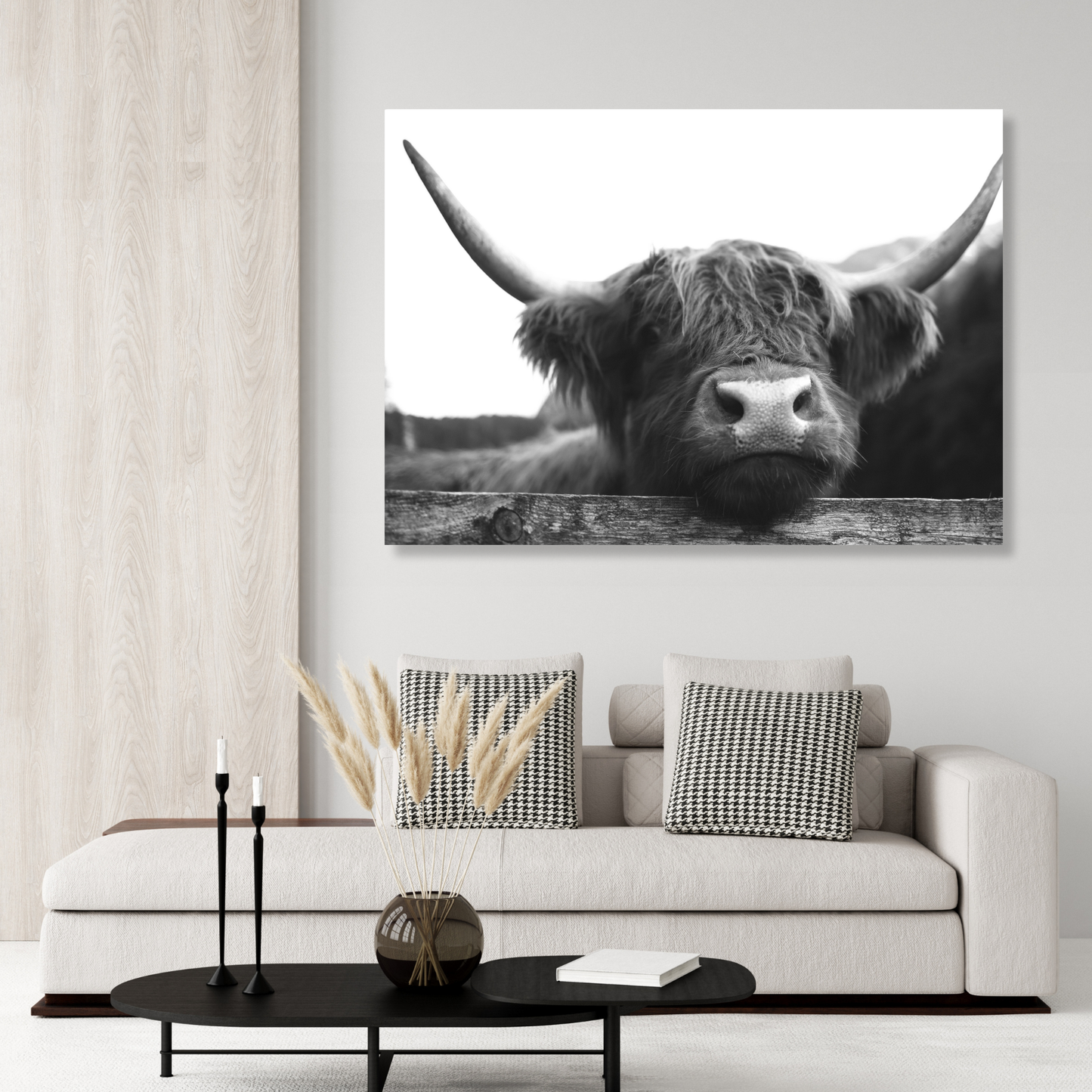 Highland Cow Peaking Wall Art Canvas Print