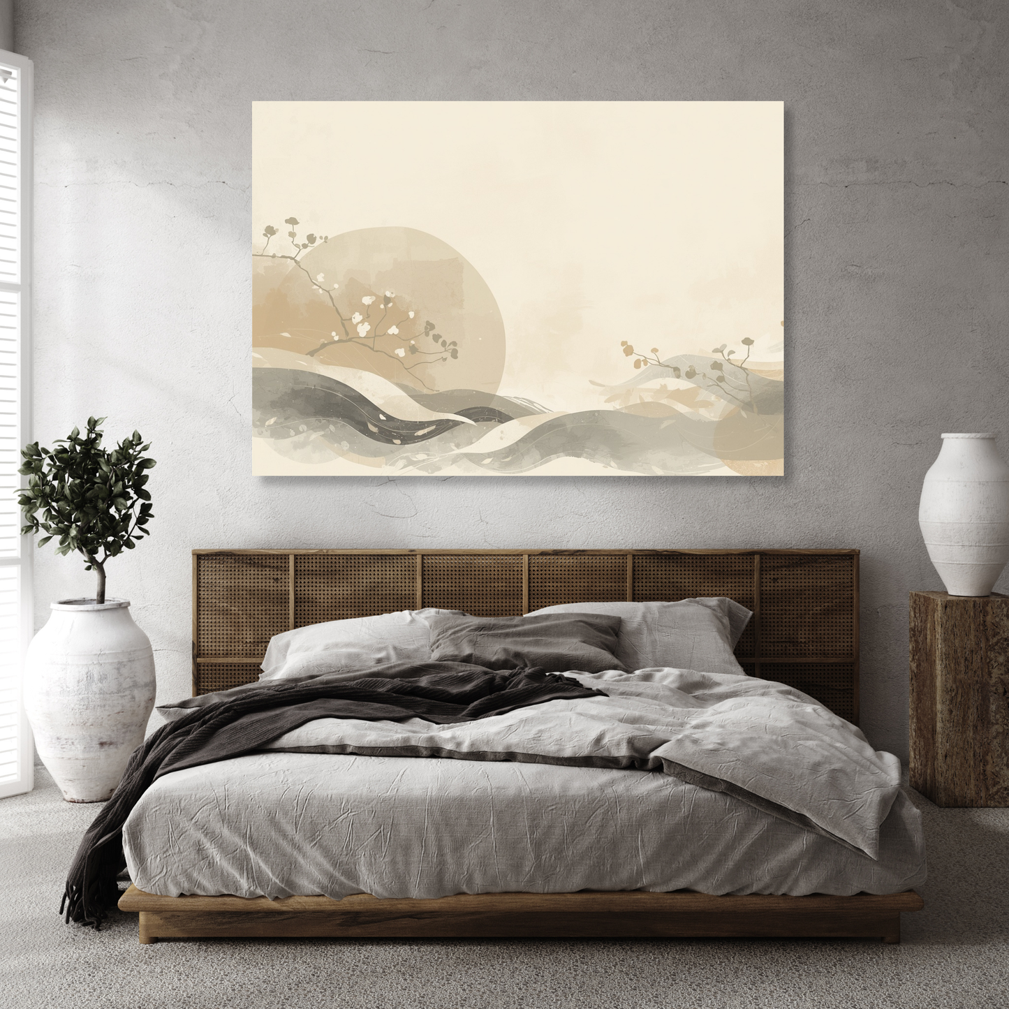 Japandi Sunrise Wall Art Canvas Print
