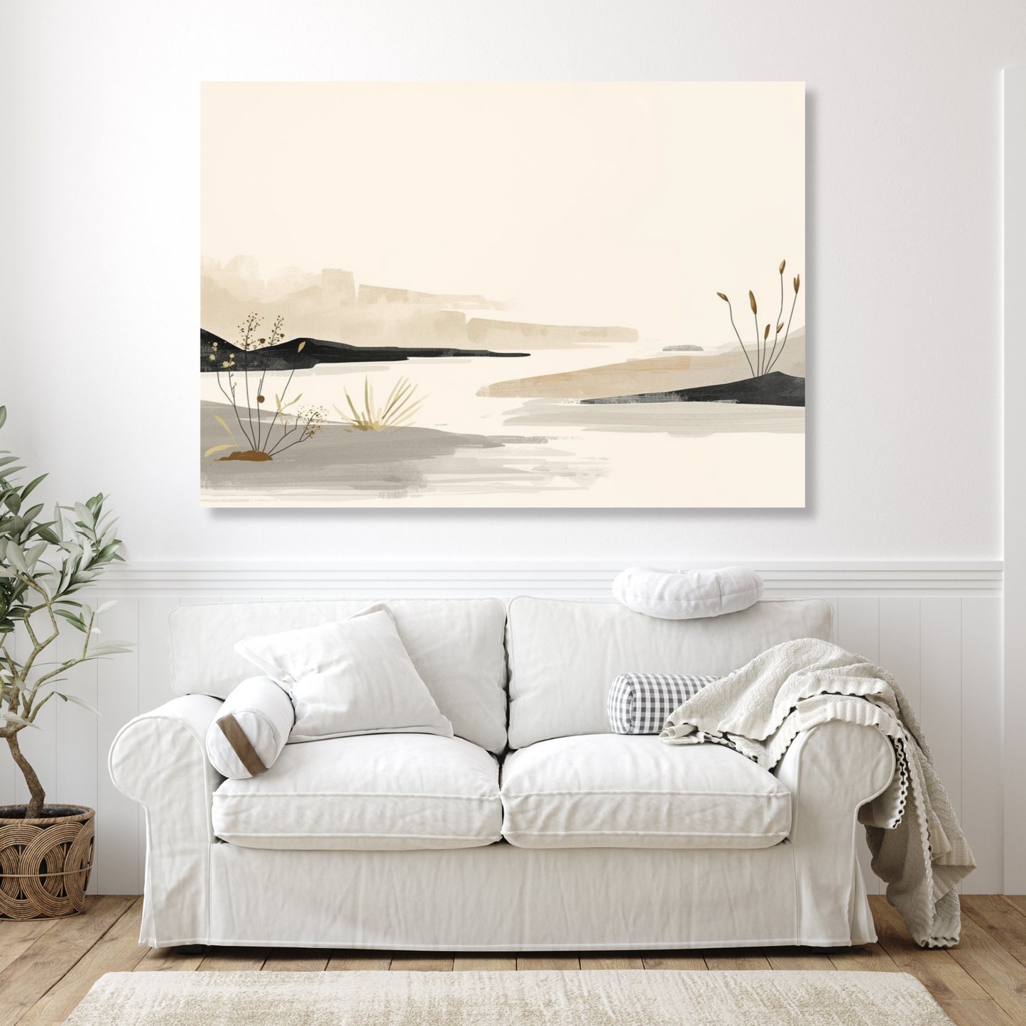 Japandi Stream Wall Art Canvas Print