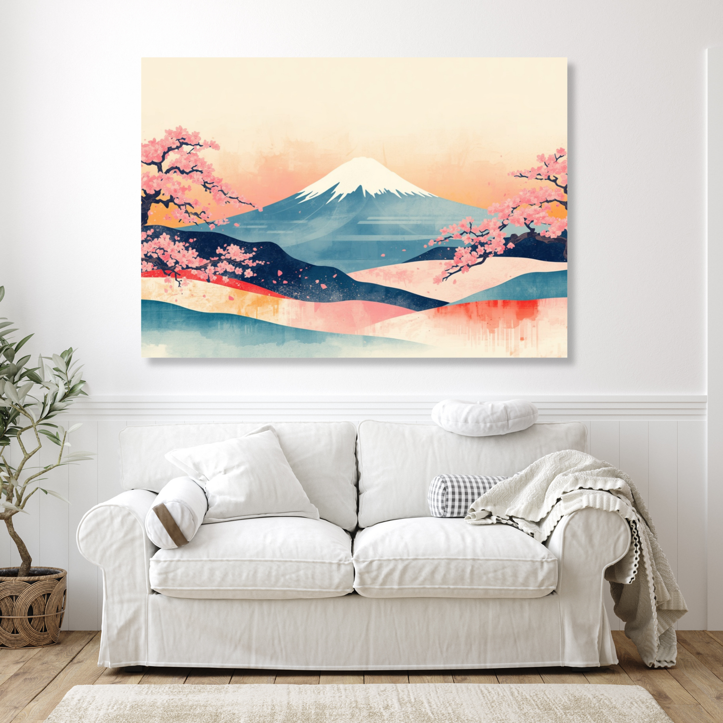 Mount Fuji Technicolour Wall Art Canvas Print