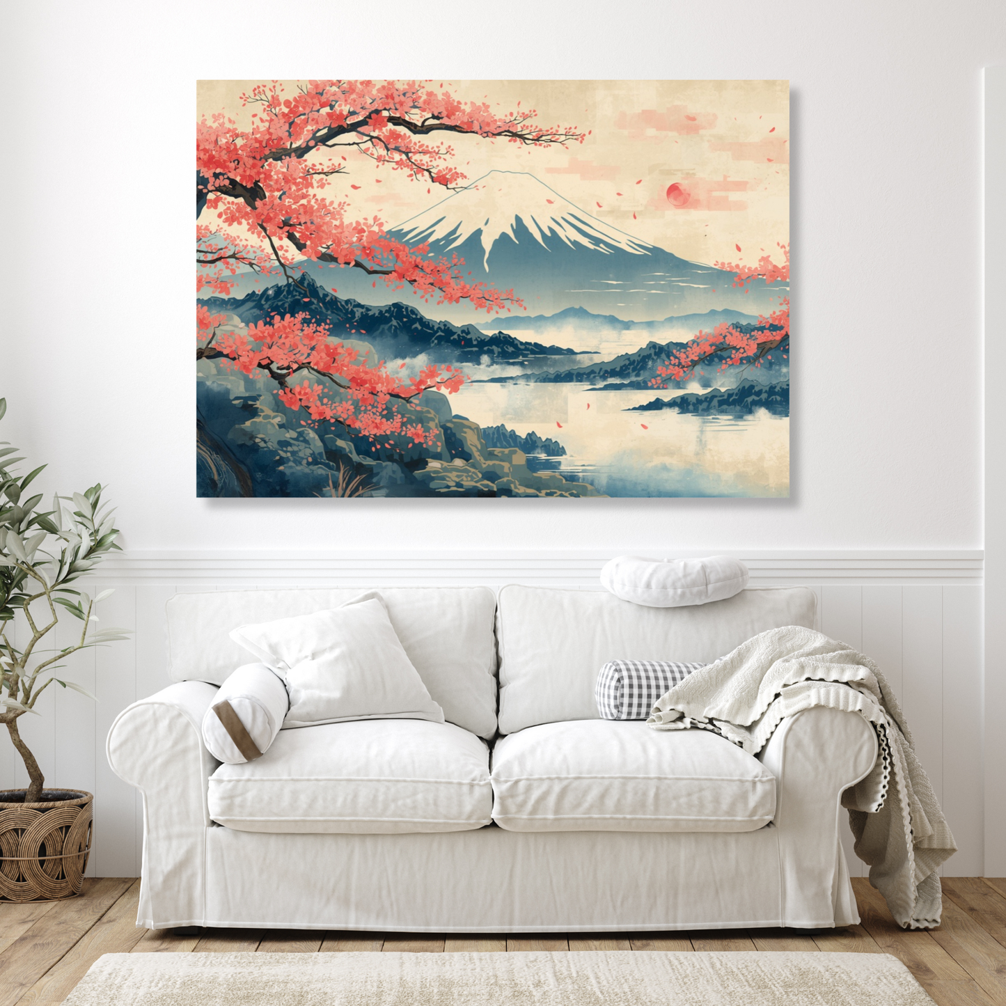 Mount Fuji Vintage Wall Art Canvas Print