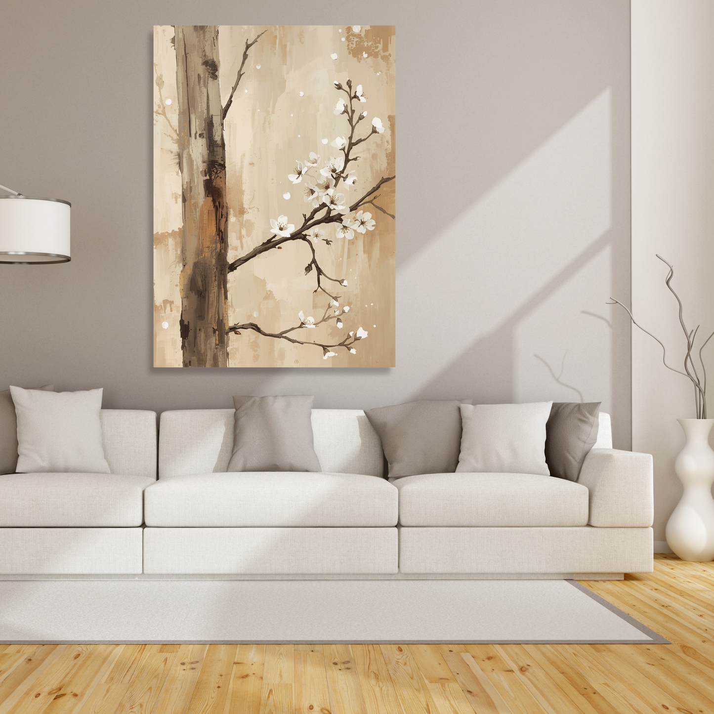Japanese Cherry Blossom Branch Wall Art Canvas Print