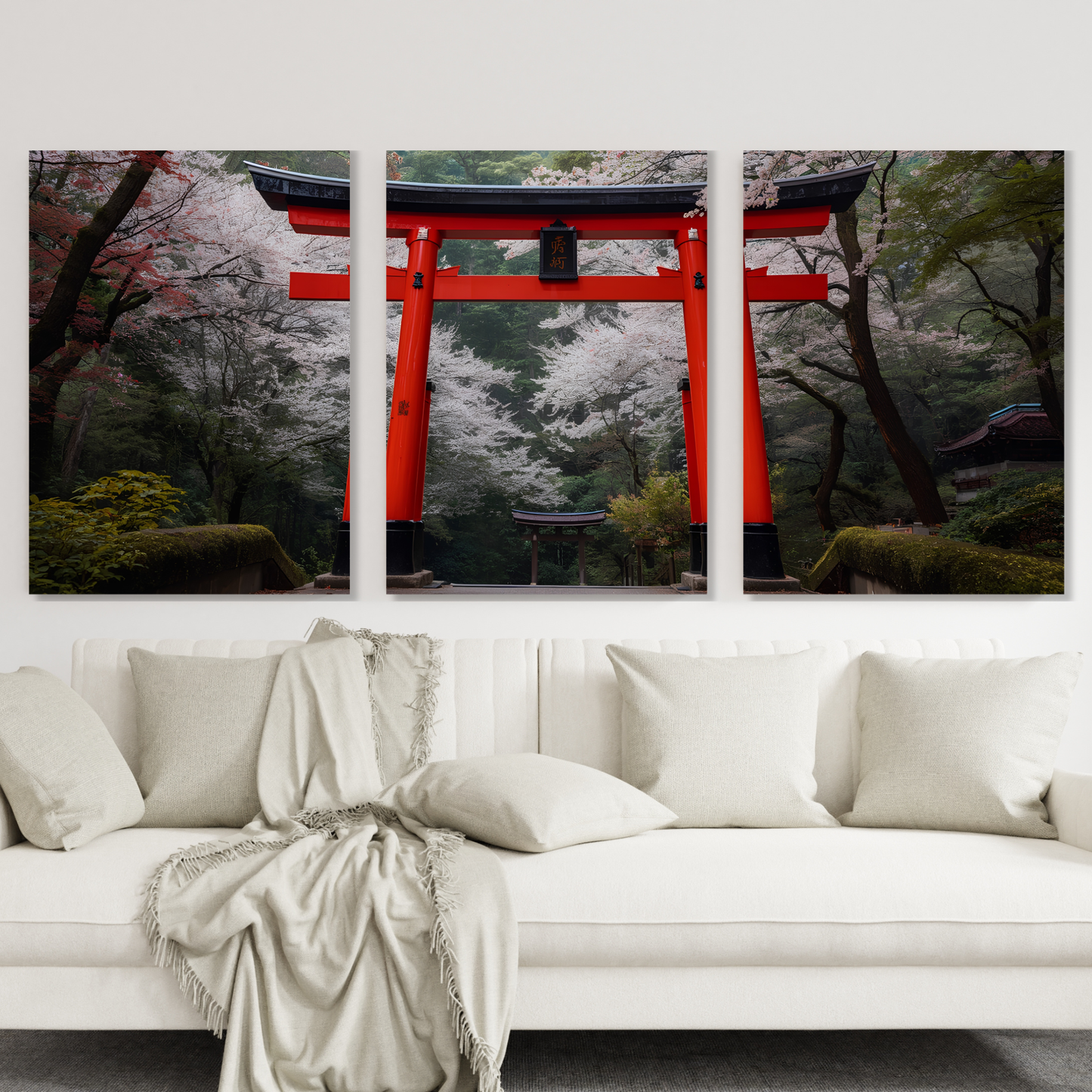 Japanese Torii Gates Set of 3 Wall Art Canvas Prints
