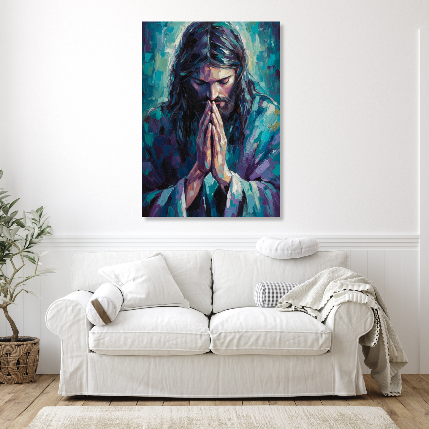 Jesus Praying Wall Art Canvas Print