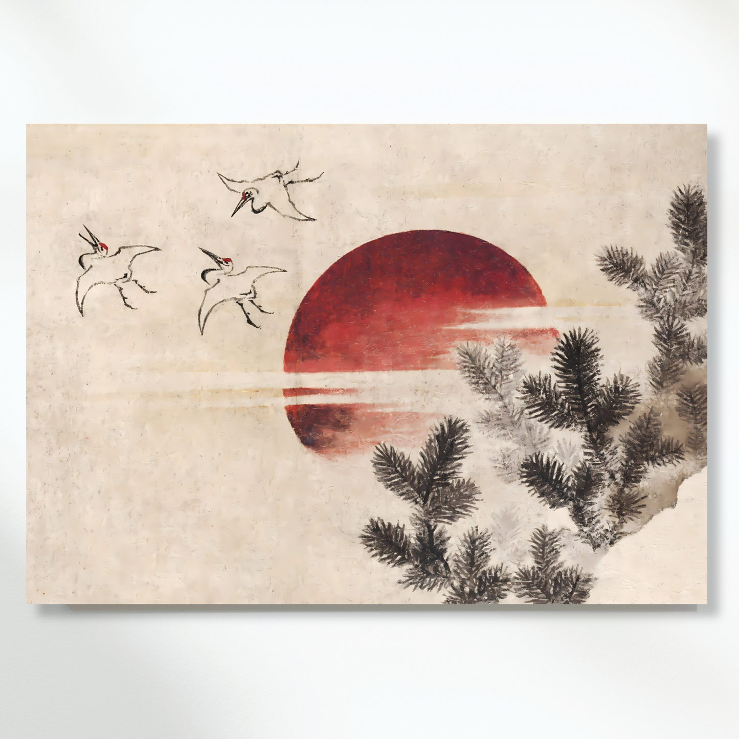 Katsushika Hokusai - Birds And Sunset Wall Art Canvas Print