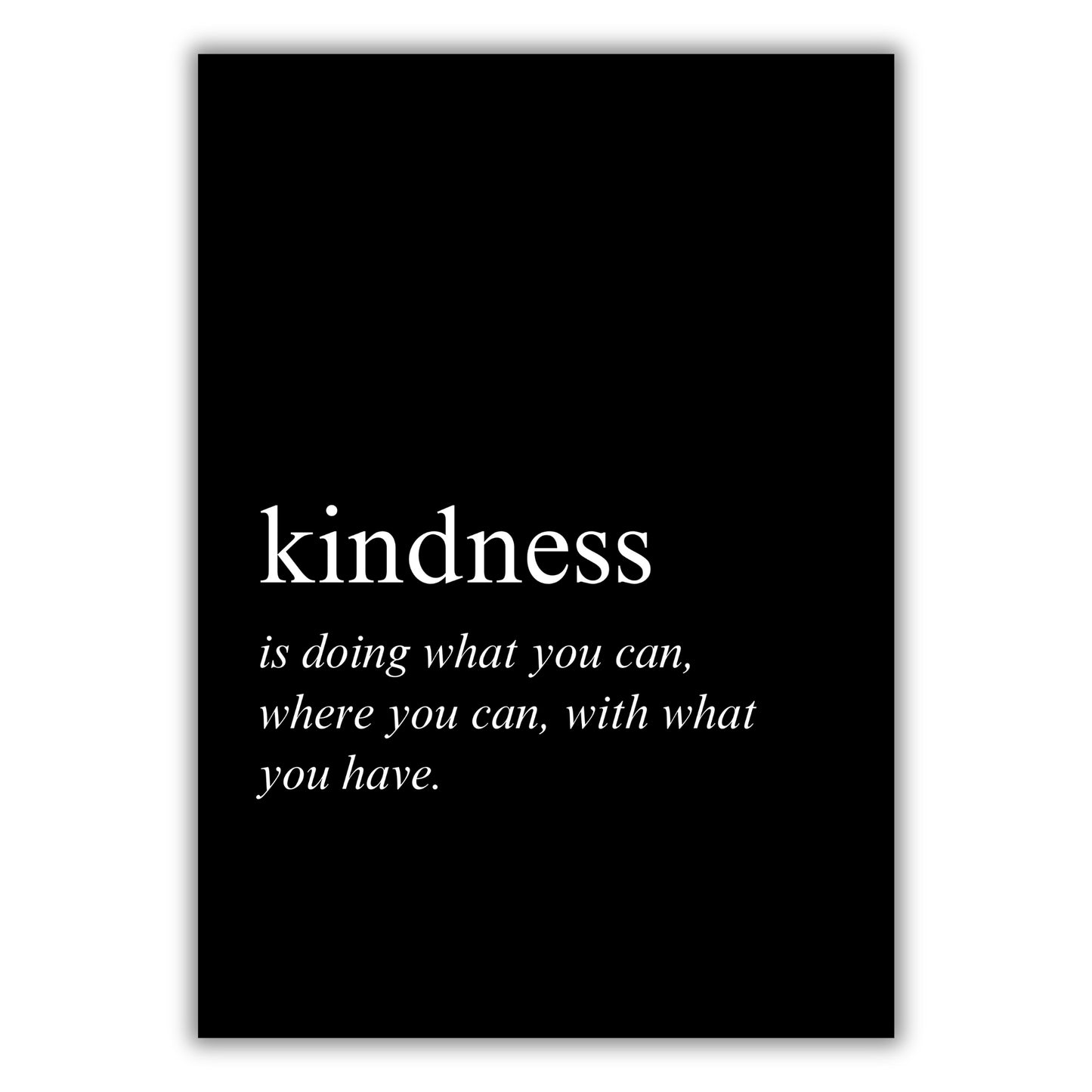 Kindness on Black Inspirational Wall Art Canvas Print