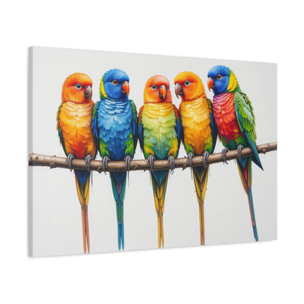 Lorikeets On A Branch Wall Art Canvas Print