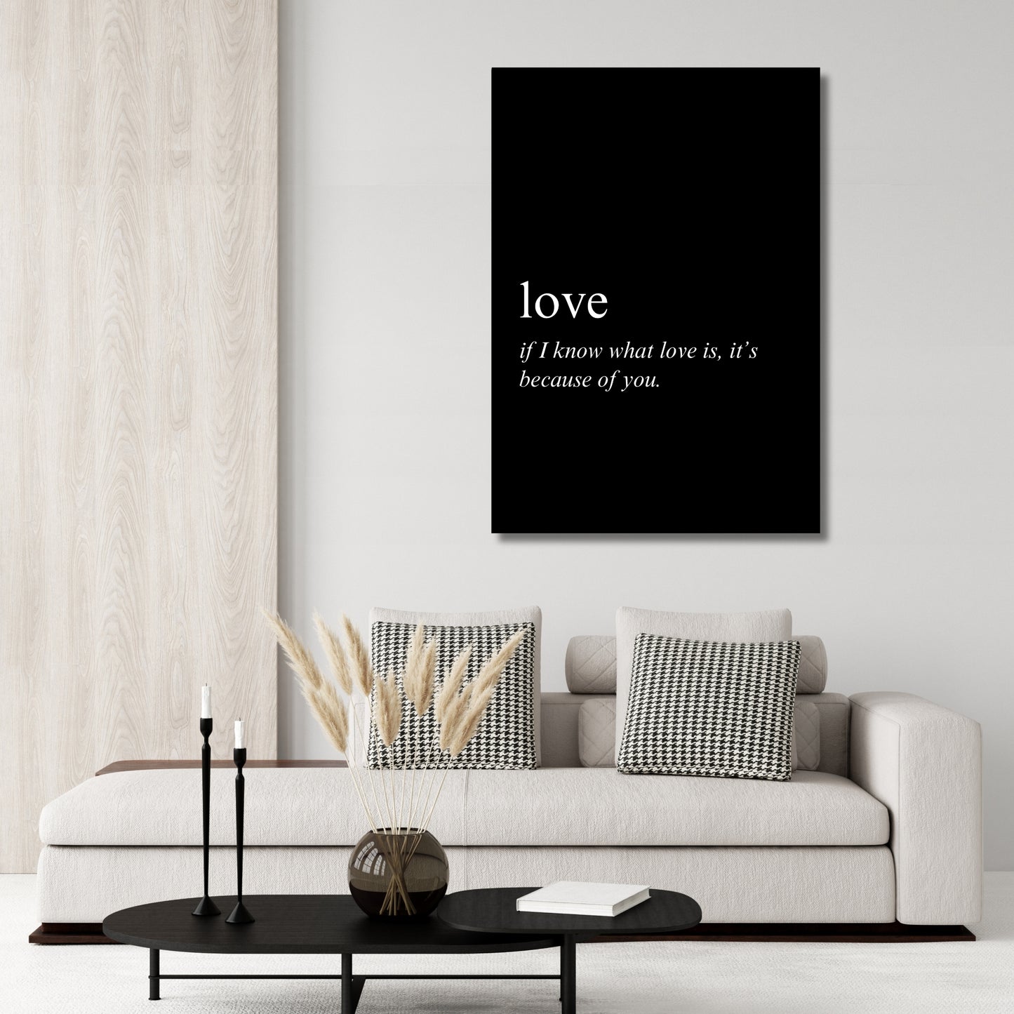 Love on Black Inspirational Wall Art Canvas Print