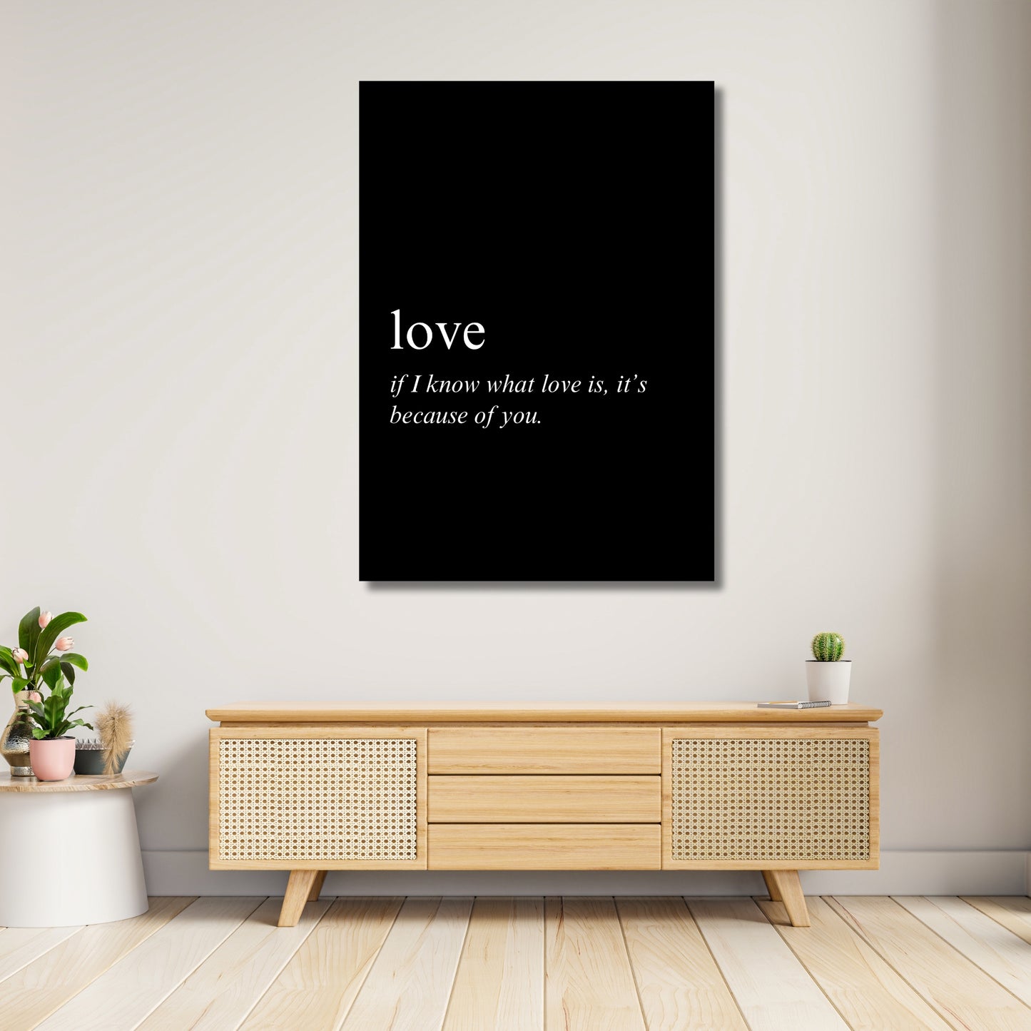Love on Black Inspirational Wall Art Canvas Print