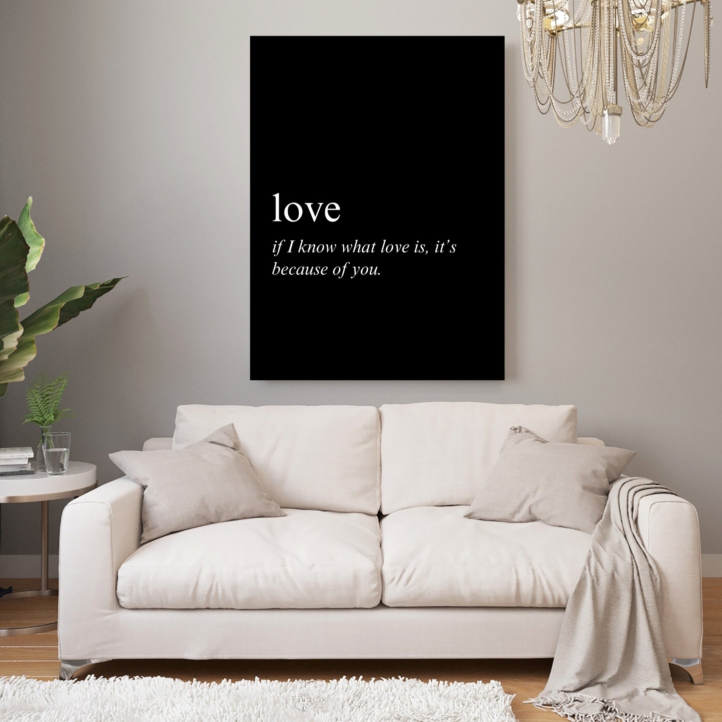 Love on Black Inspirational Wall Art Canvas Print