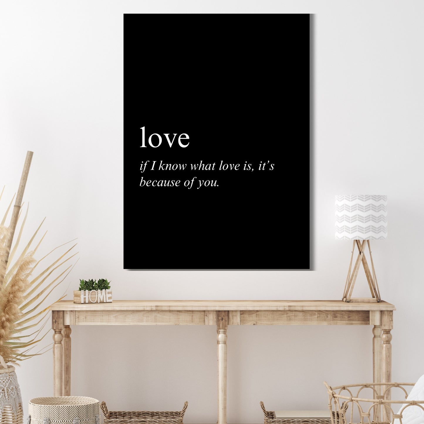 Love on Black Inspirational Wall Art Canvas Print