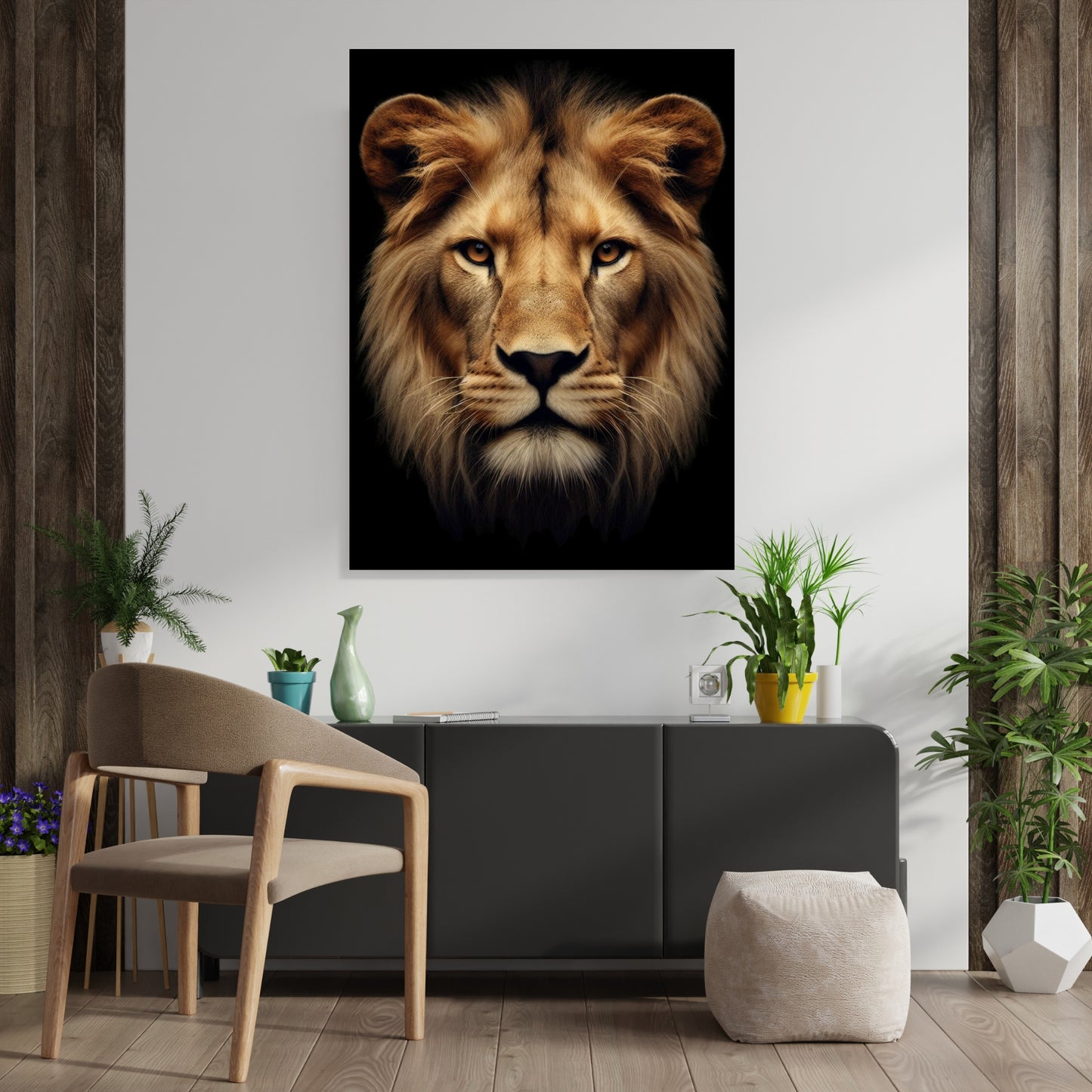 Lion Gaze Animal Kingdom Wall Art Canvas Print