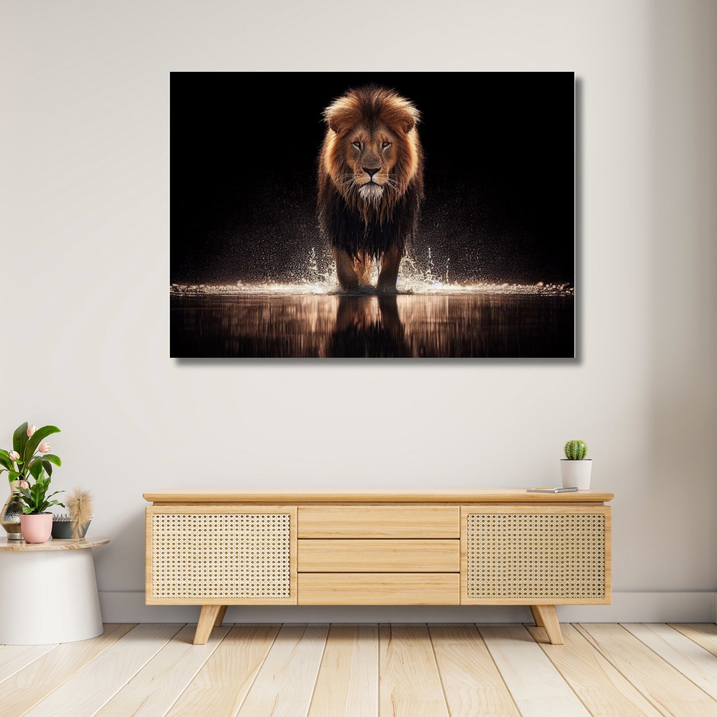Lion's Reflection Animal Kingdom Wall Art Canvas Print