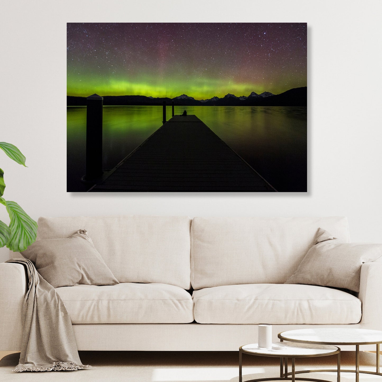 Aurora On The Lake Wall Art Canvas Print