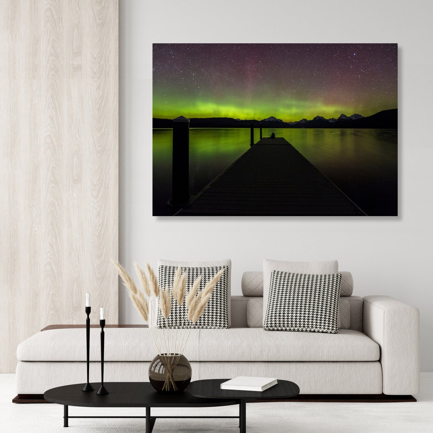 Aurora On The Lake Wall Art Canvas Print